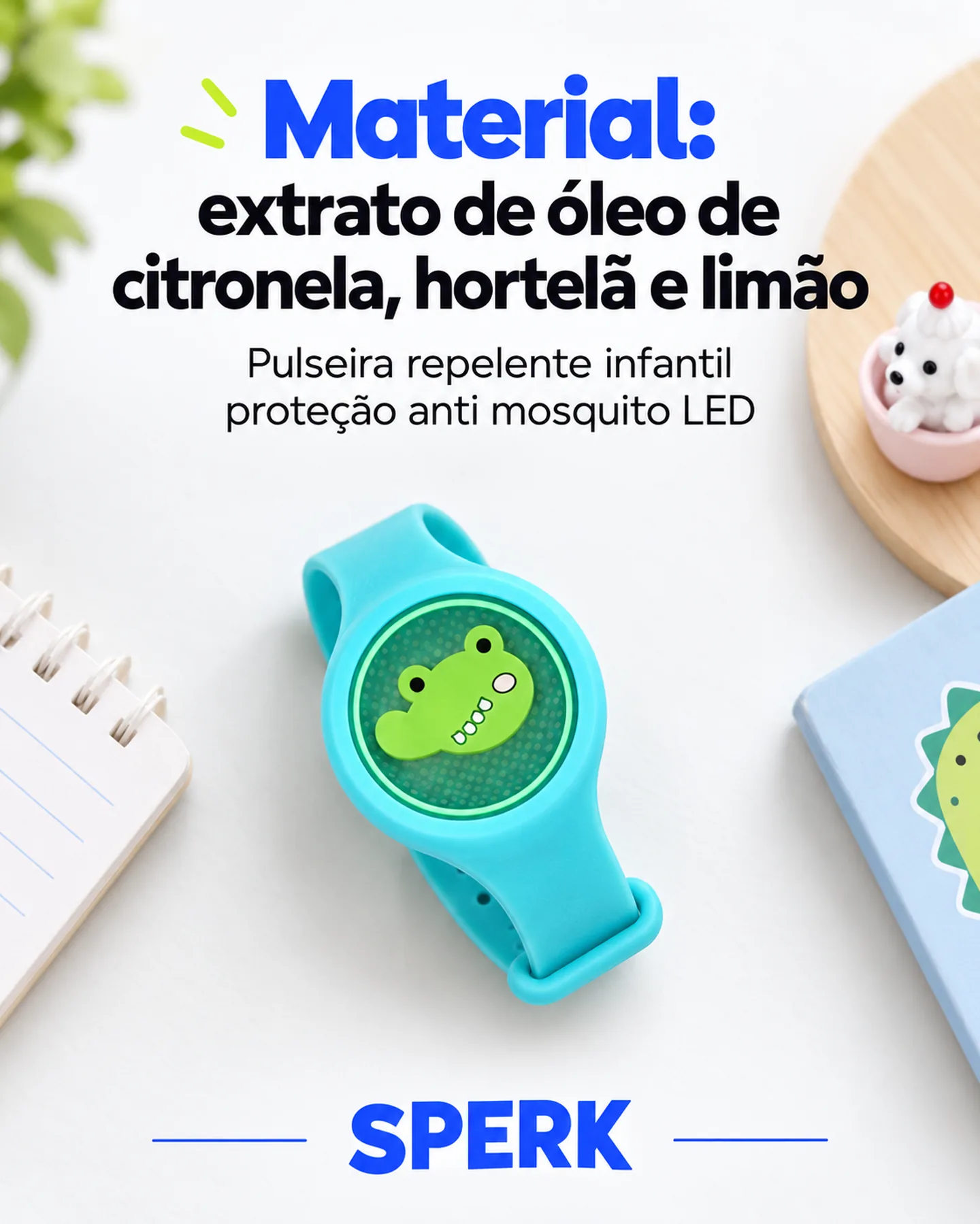 Pulseira repelente infantil proteção anti mosquito LED — painel 3