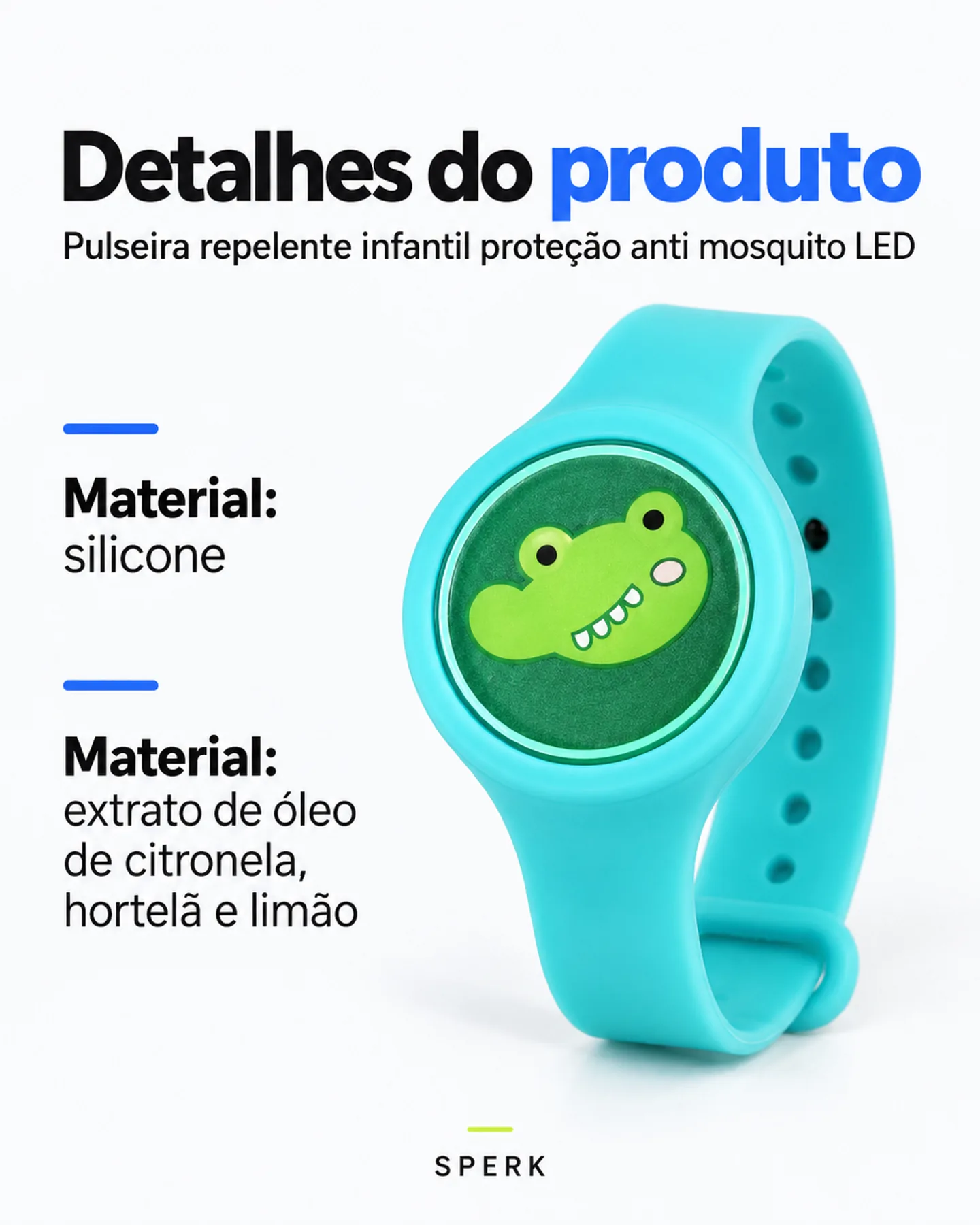Pulseira repelente infantil proteção anti mosquito LED — painel 4
