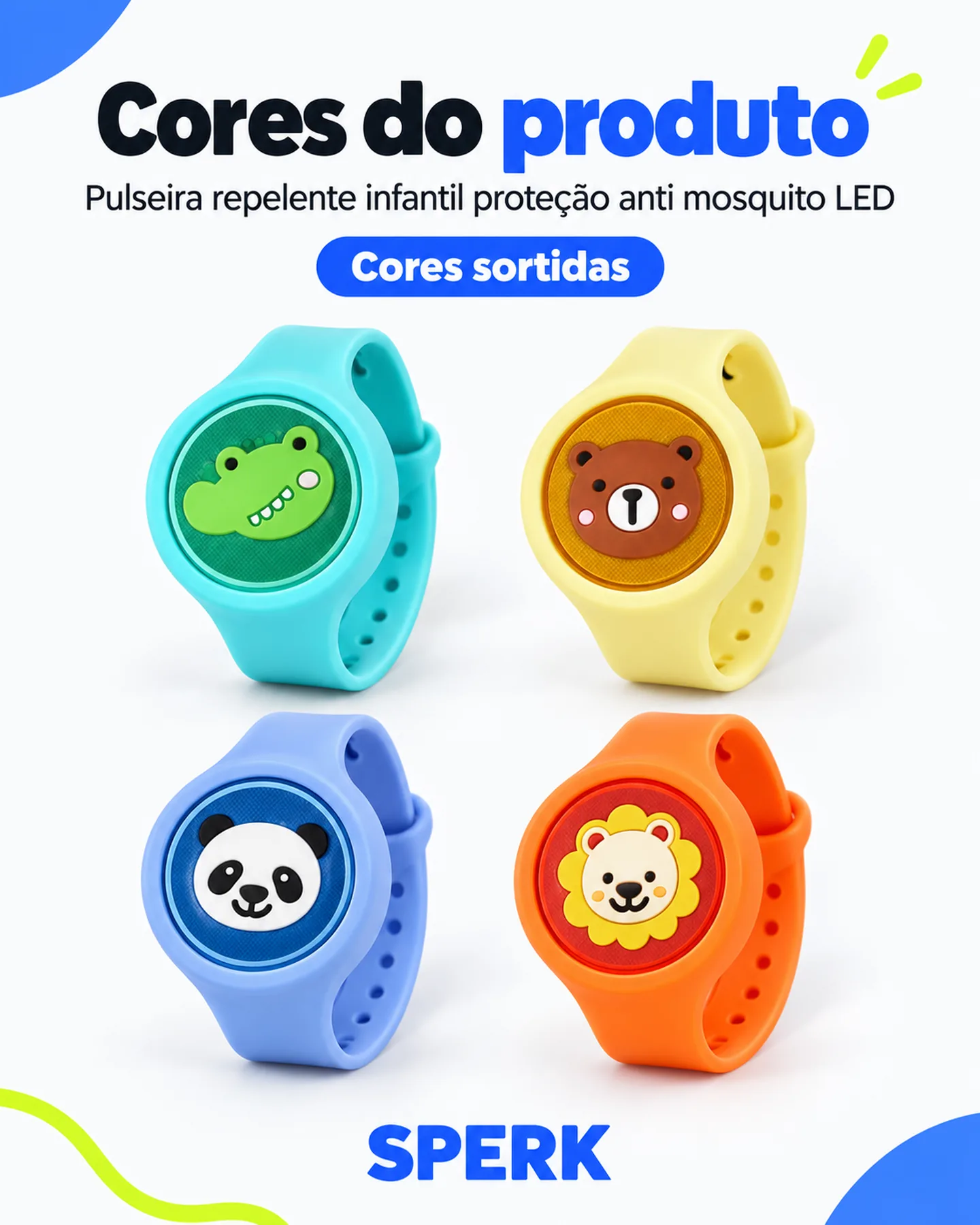 Pulseira repelente infantil proteção anti mosquito LED — painel 5