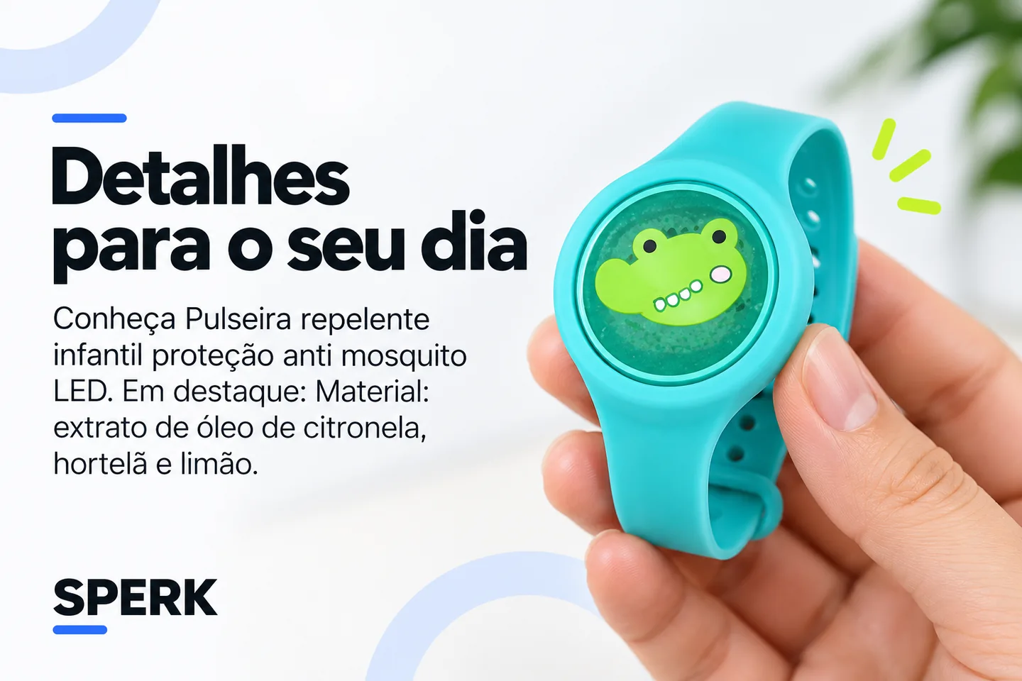 Pulseira repelente infantil proteção anti mosquito LED — diferencial uso
