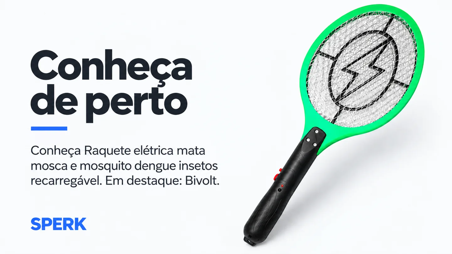 Raquete elétrica mata mosca e mosquito dengue insetos recarregável — heroi descricao