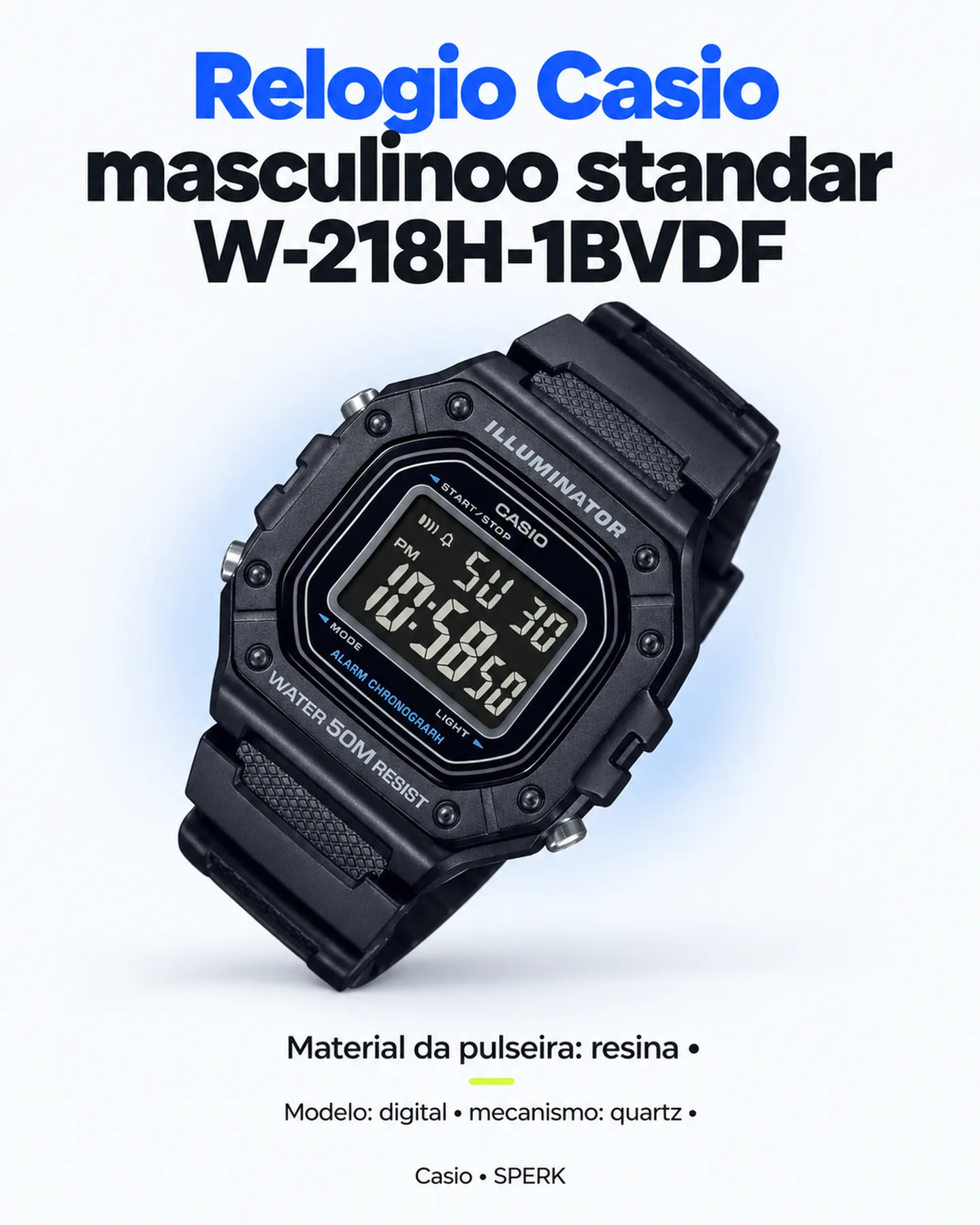 Relogio Casio masculinoo standar W-218H-1BVDF — painel 1