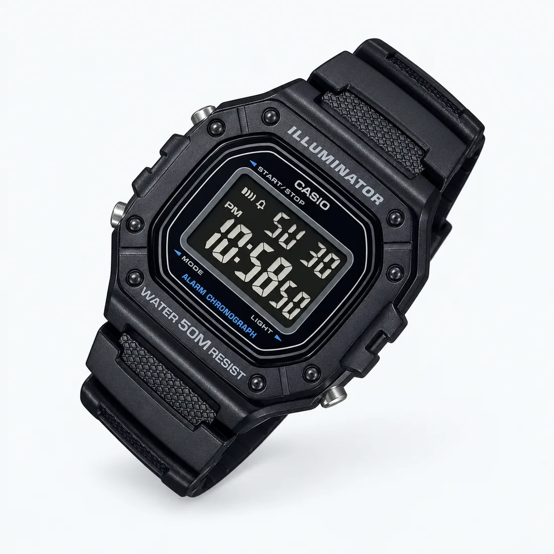 Relogio Casio masculinoo standar W-218H-1BVDF — frente estudio