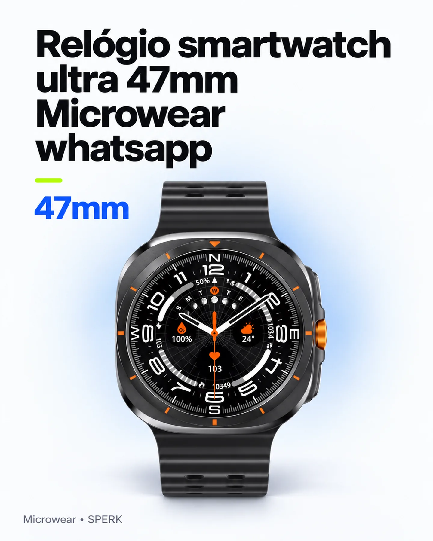 Relógio smartwatch ultra 47mm Microwear whatsapp — painel 1