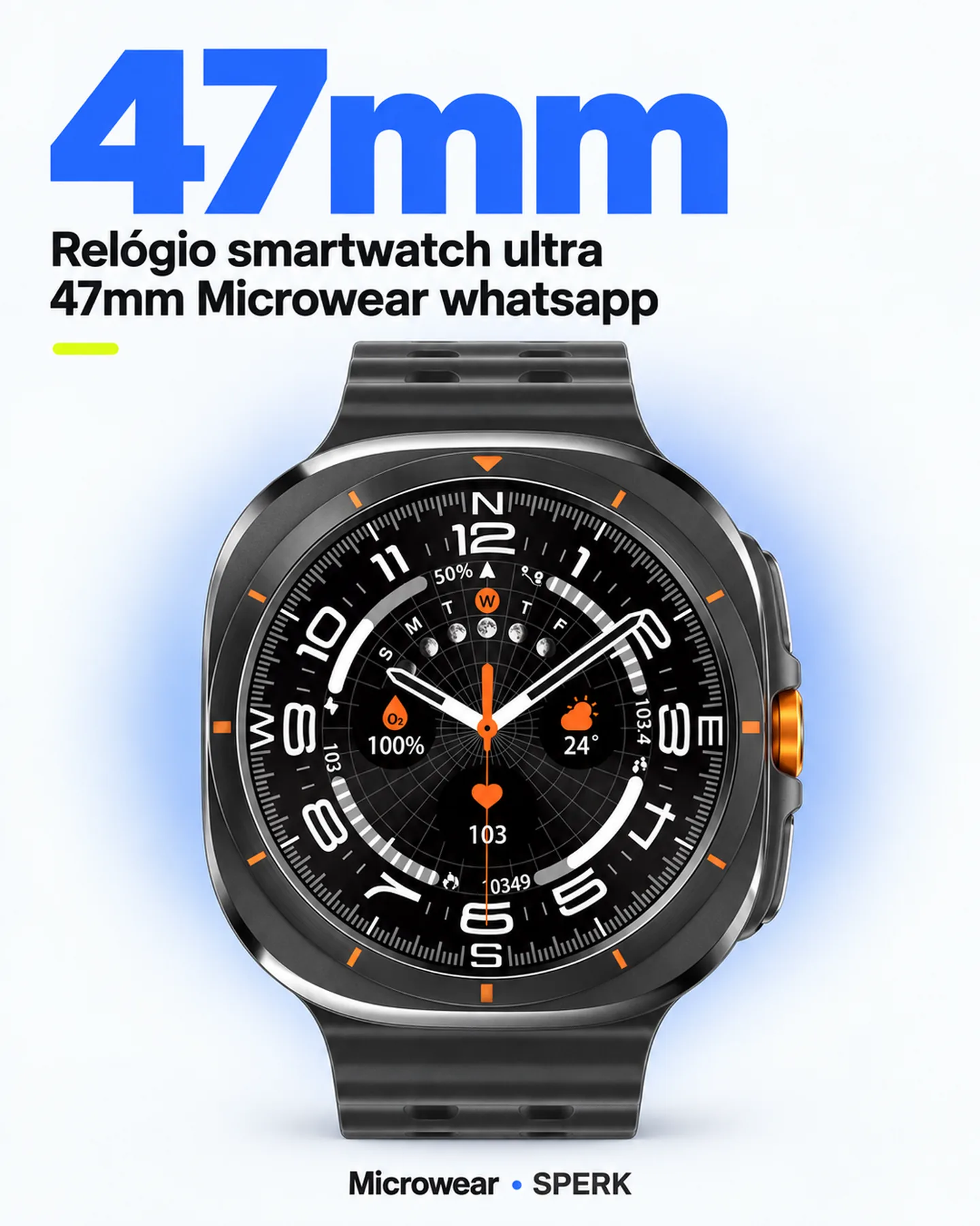 Relógio smartwatch ultra 47mm Microwear whatsapp — painel 2