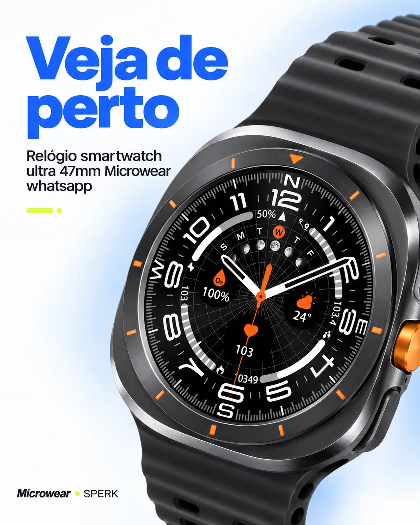 Relógio smartwatch ultra 47mm Microwear whatsapp — painel 3
