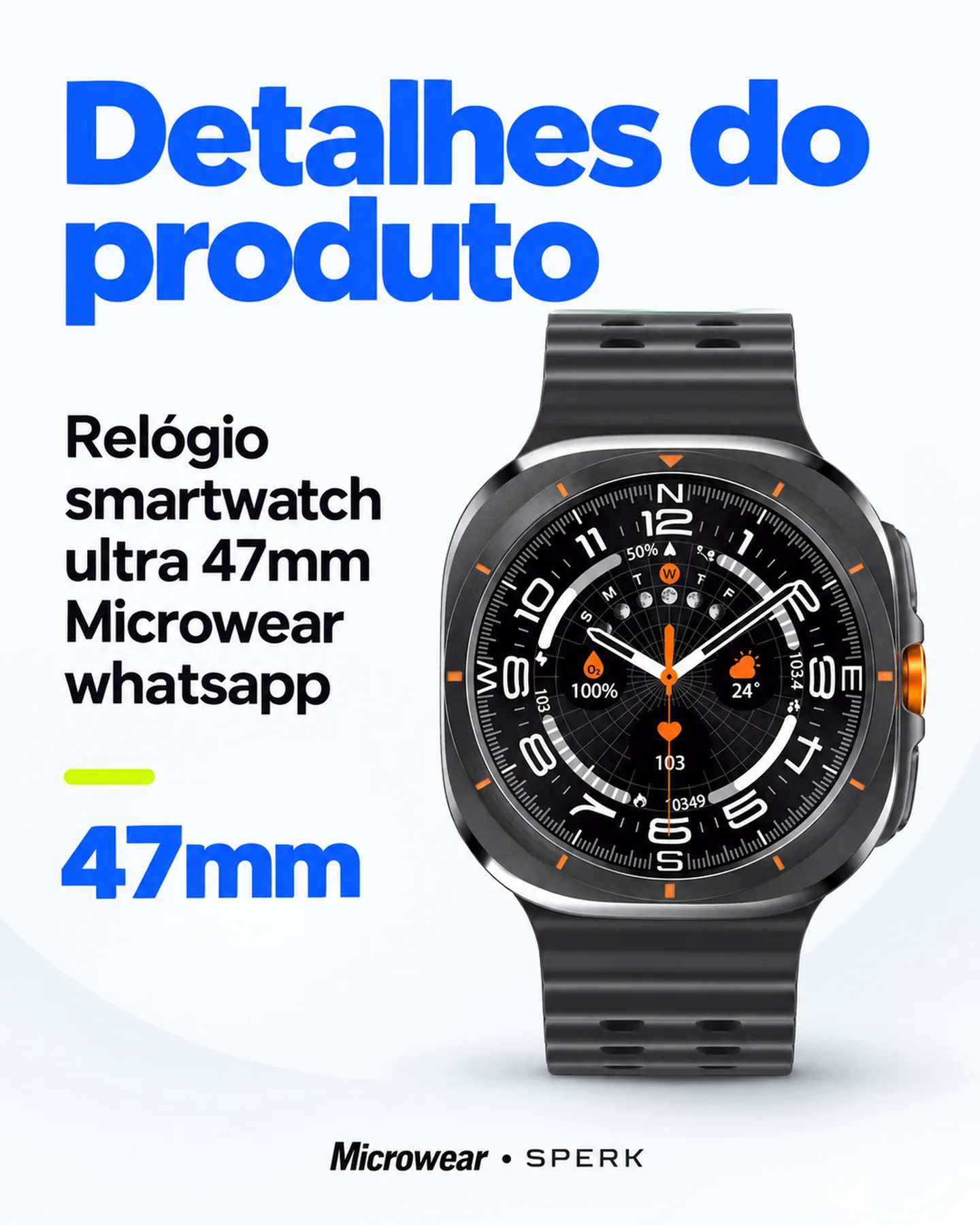 Relógio smartwatch ultra 47mm Microwear whatsapp — painel 4
