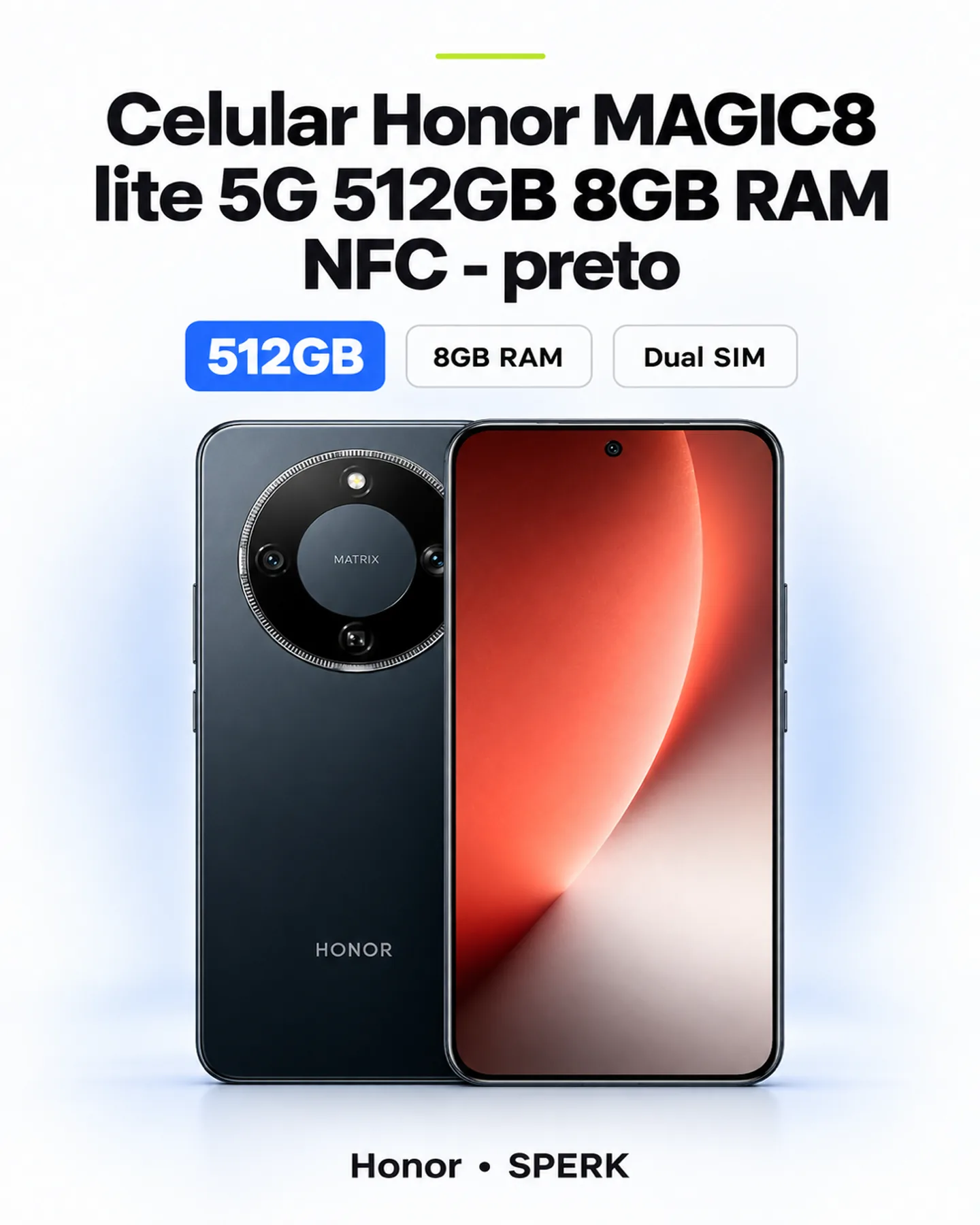 Celular Honor MAGIC8 lite 5G 512GB 8GB RAM NFC - preto — painel 1