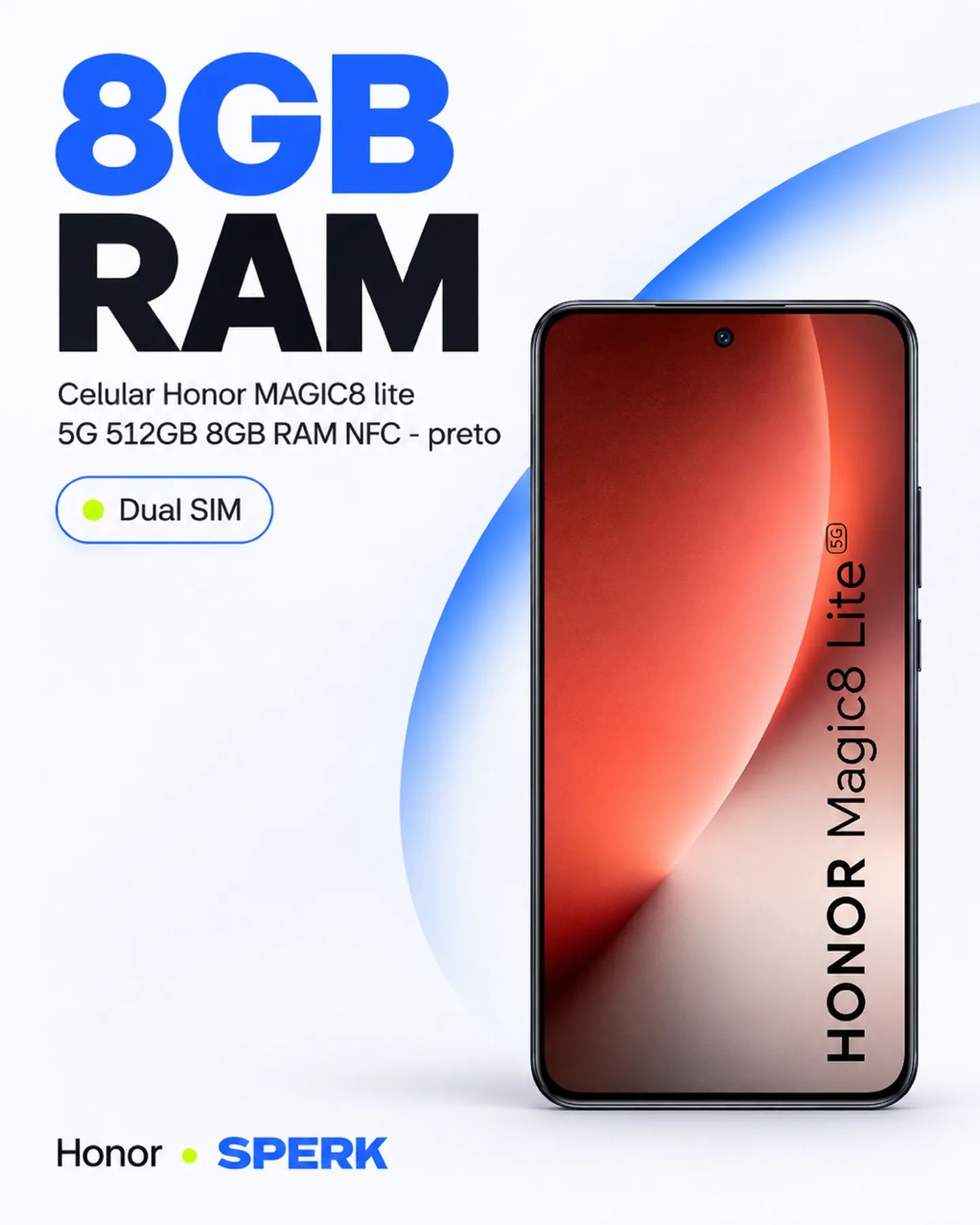 Celular Honor MAGIC8 lite 5G 512GB 8GB RAM NFC - preto — painel 3