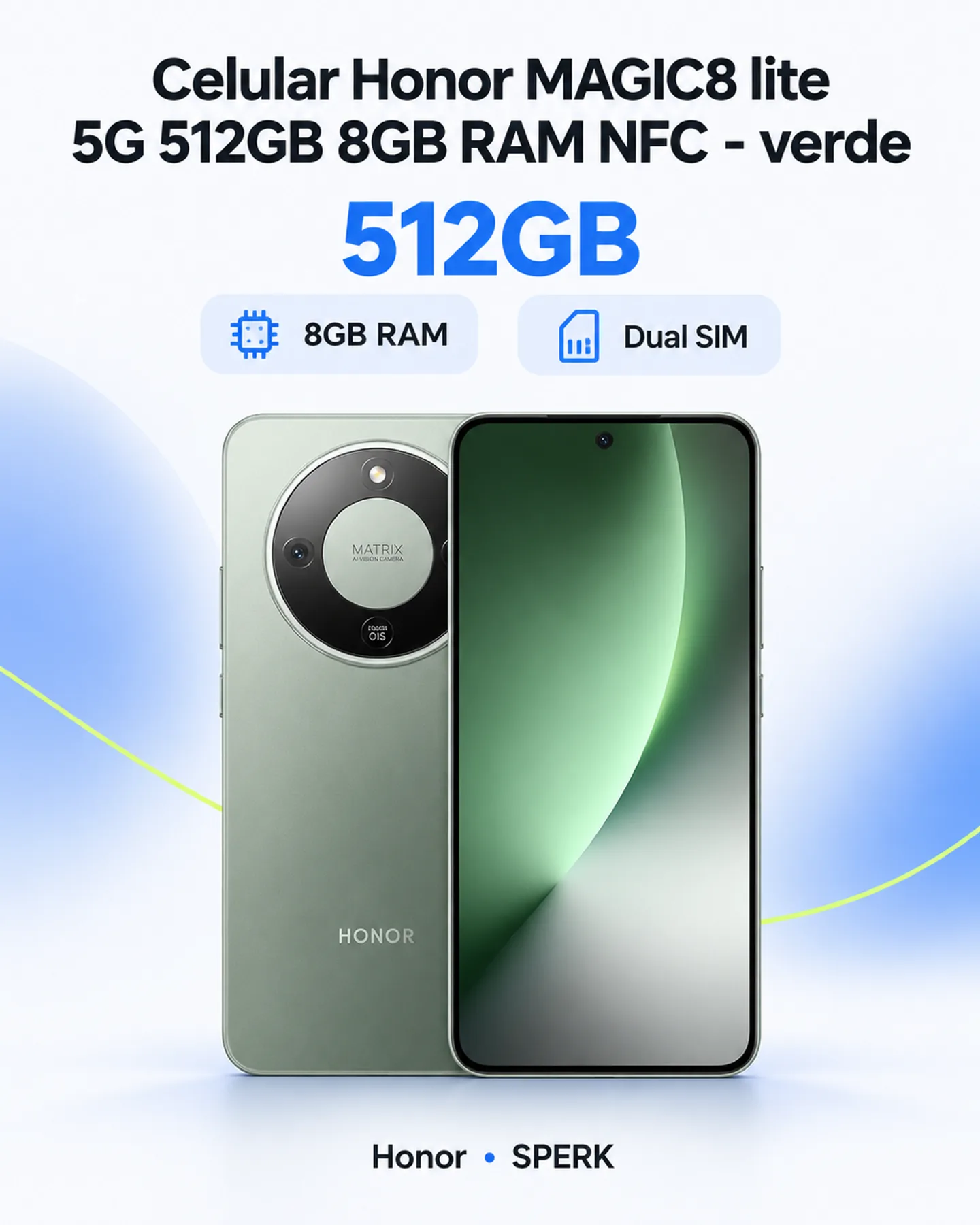 Celular Honor MAGIC8 lite 5G 512GB 8GB RAM NFC - verde — painel 1