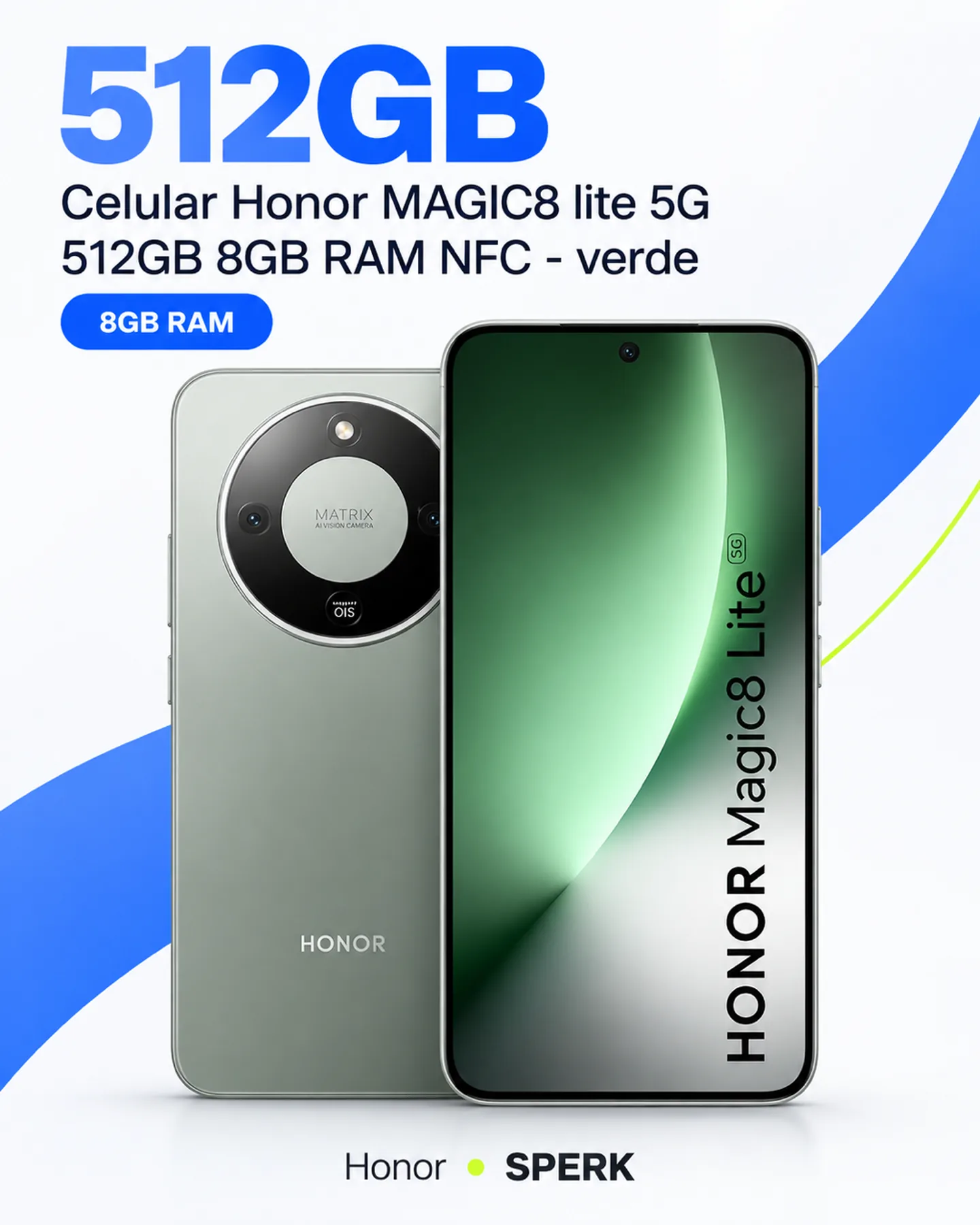 Celular Honor MAGIC8 lite 5G 512GB 8GB RAM NFC - verde — painel 2
