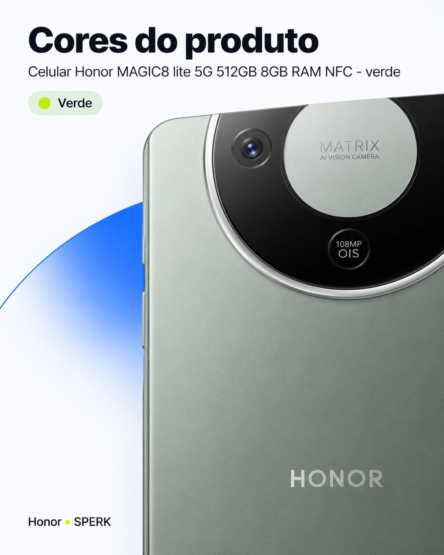 Celular Honor MAGIC8 lite 5G 512GB 8GB RAM NFC - verde — painel 5