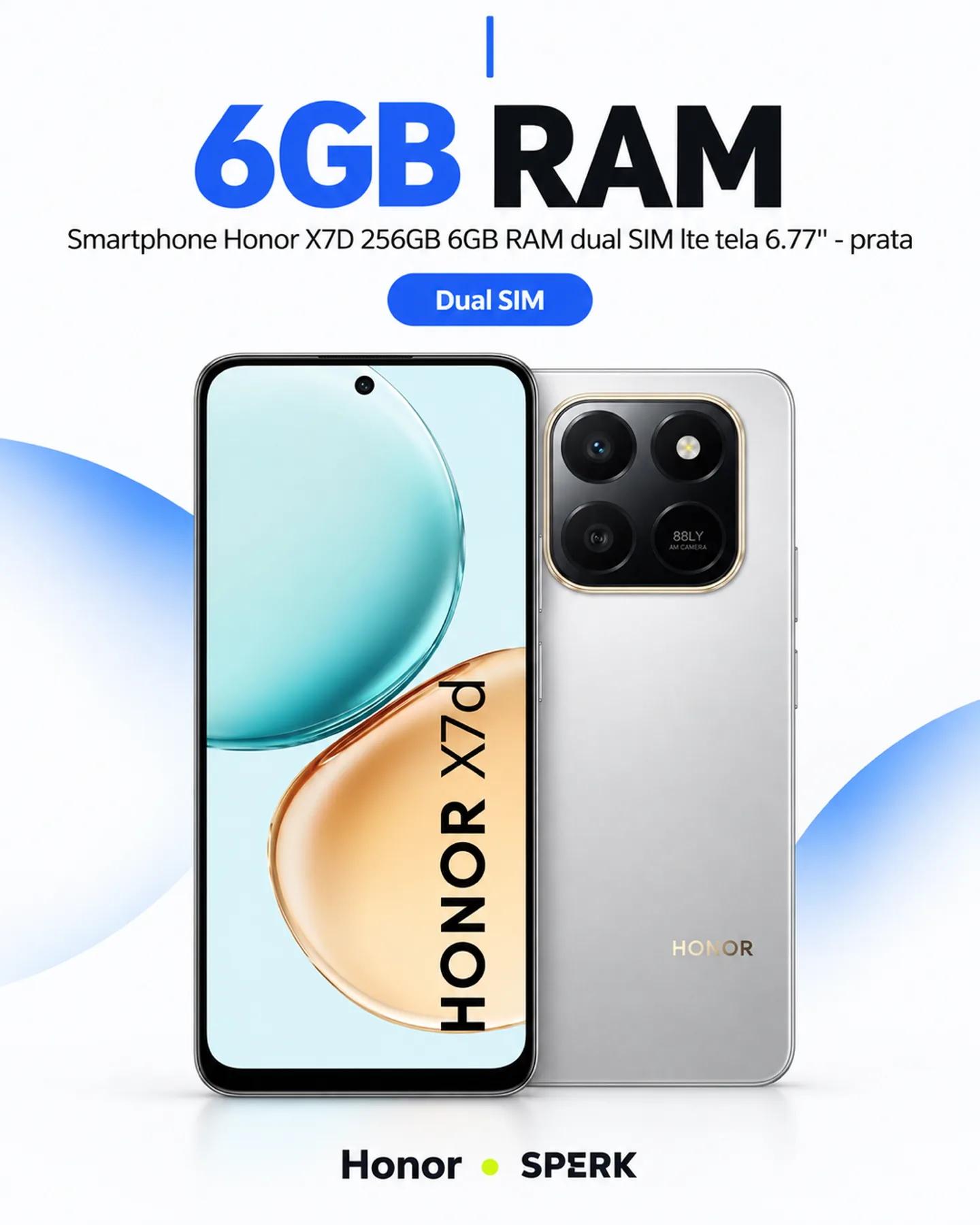 Smartphone Honor X7D 256GB 6GB RAM dual SIM lte tela 6.77" - prata — painel 3