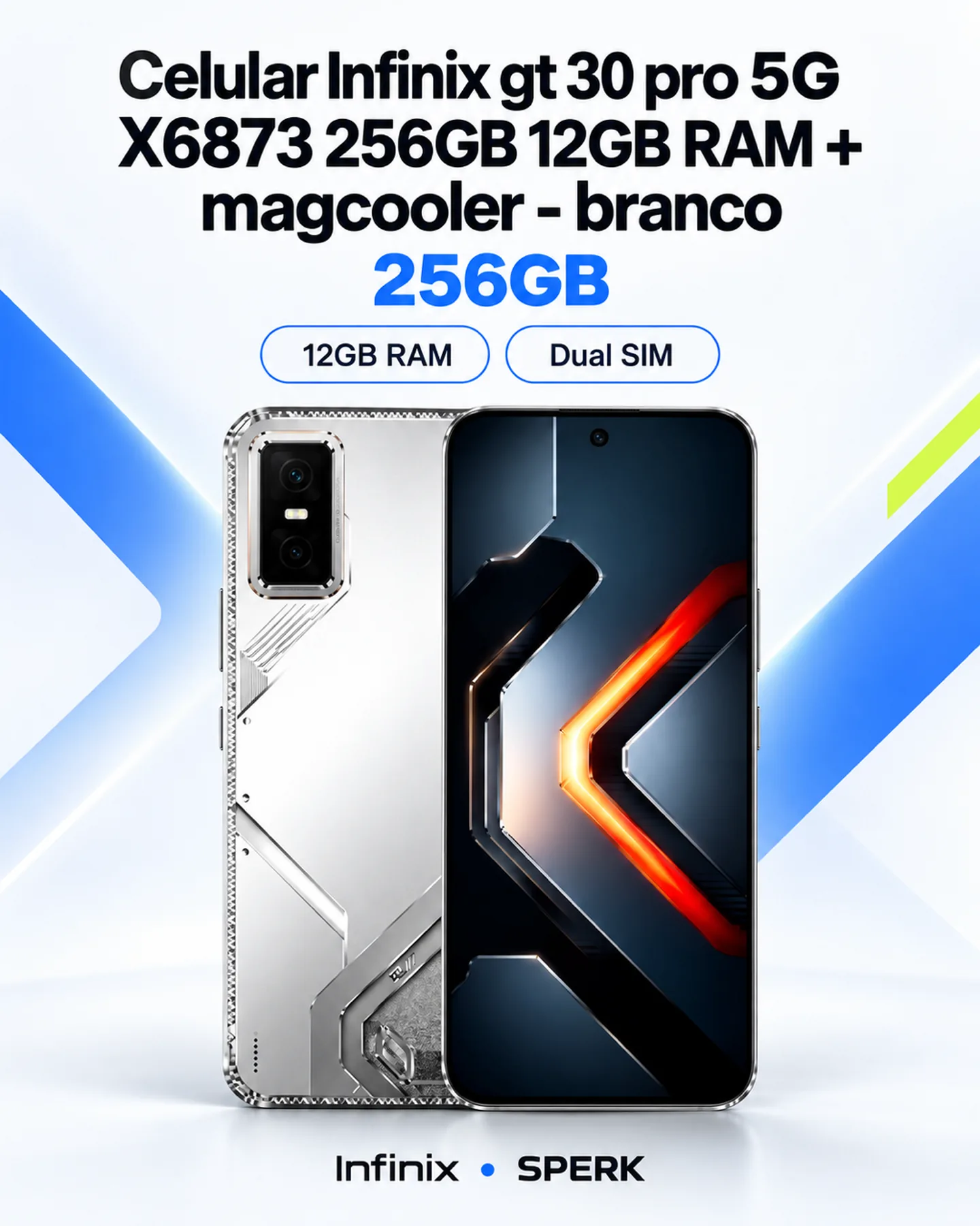 Celular Infinix gt 30 pro 5G X6873 256GB 12GB RAM + magcooler - branco — painel 1