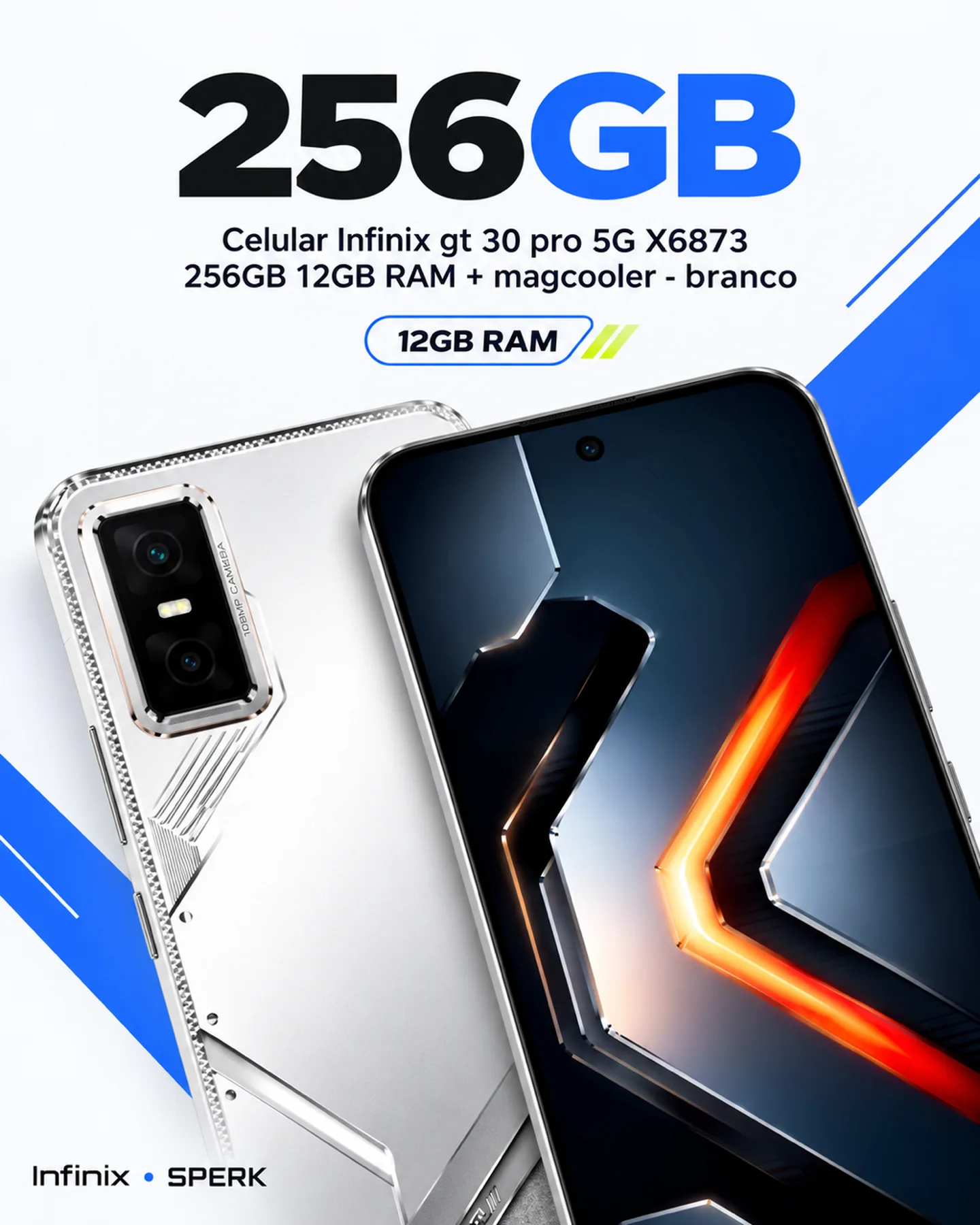 Celular Infinix gt 30 pro 5G X6873 256GB 12GB RAM + magcooler - branco — painel 2
