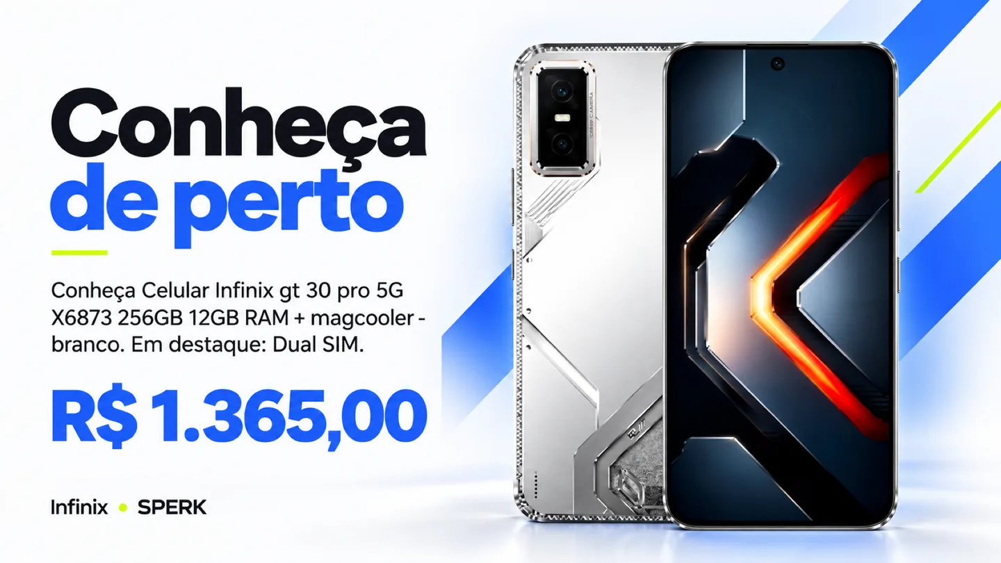 Celular Infinix gt 30 pro 5G X6873 256GB 12GB RAM + magcooler - branco — heroi descricao
