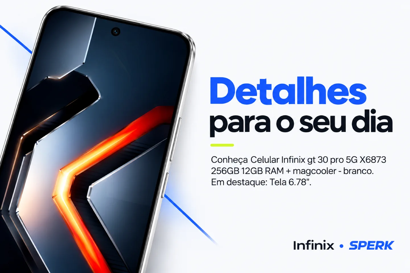 Celular Infinix gt 30 pro 5G X6873 256GB 12GB RAM + magcooler - branco — diferencial uso