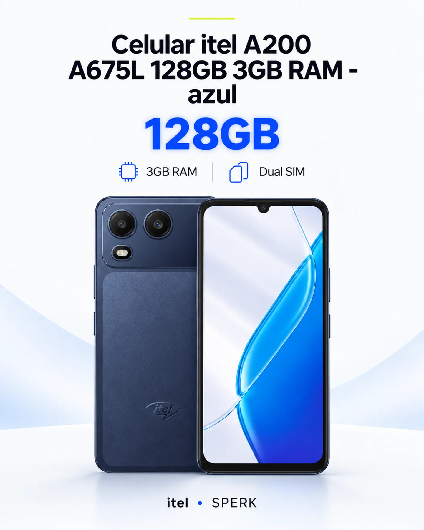 Celular itel A200 A675L 128GB 3GB RAM - azul — painel 1