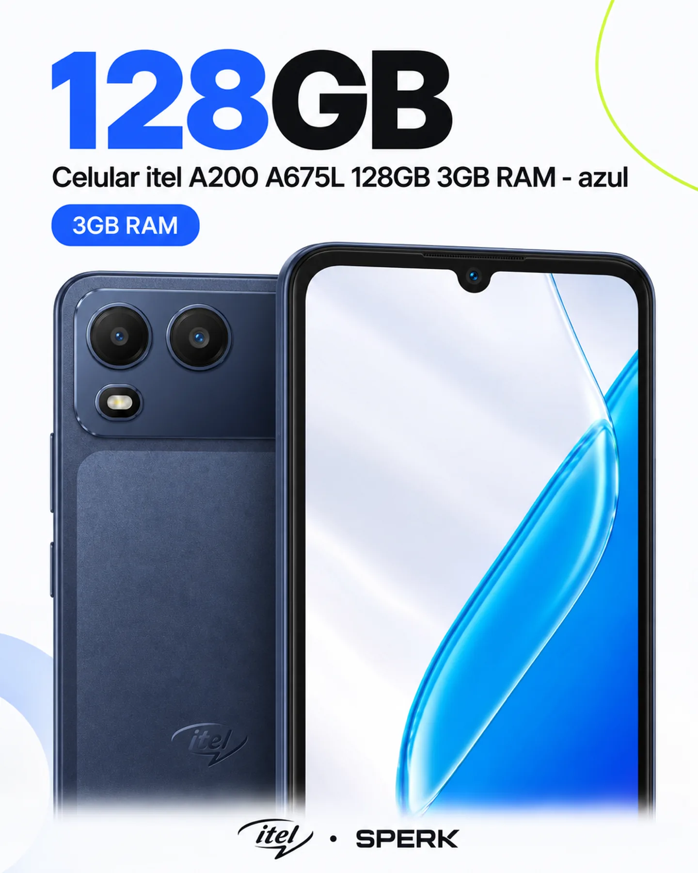 Celular itel A200 A675L 128GB 3GB RAM - azul — painel 2
