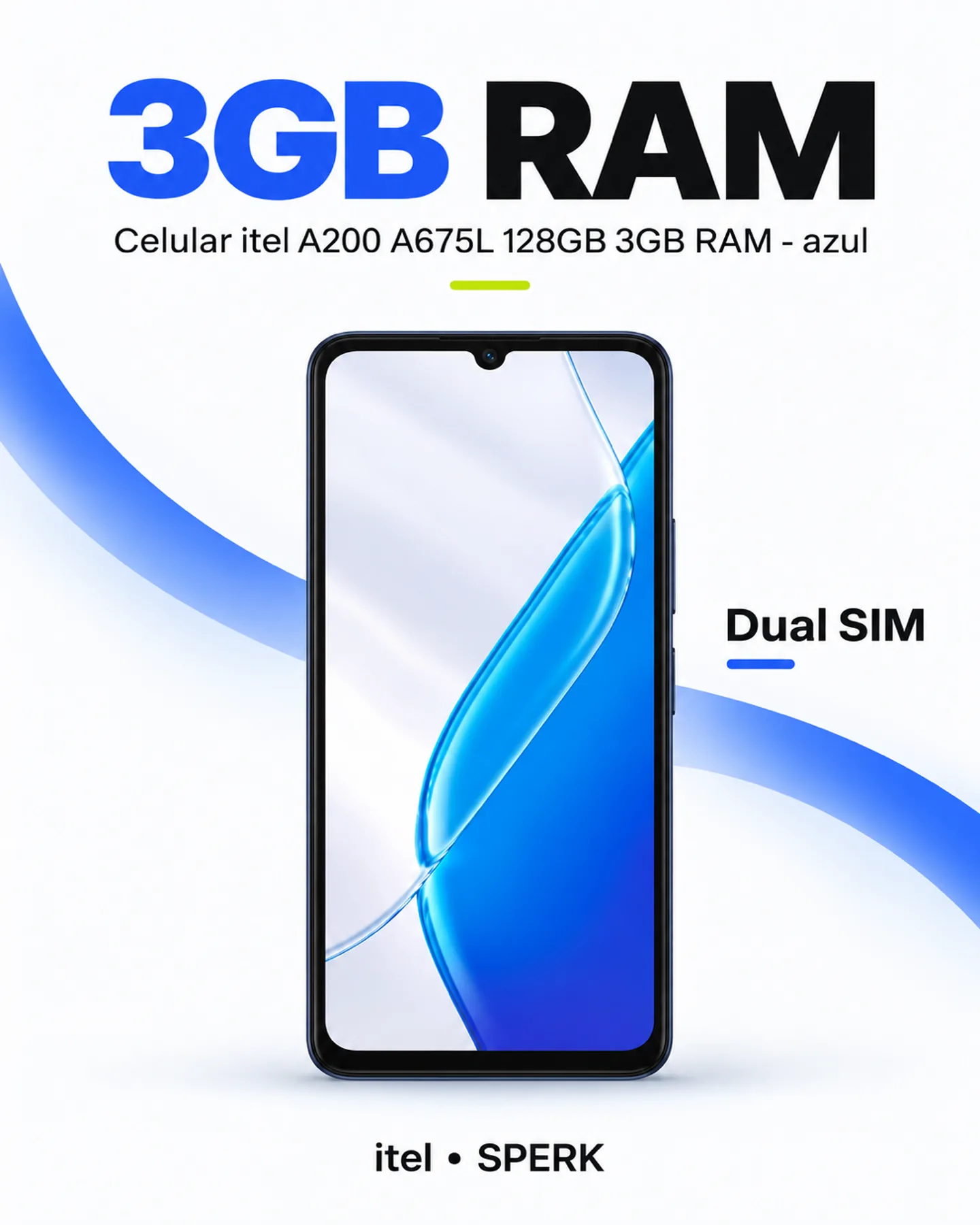 Celular itel A200 A675L 128GB 3GB RAM - azul — painel 3