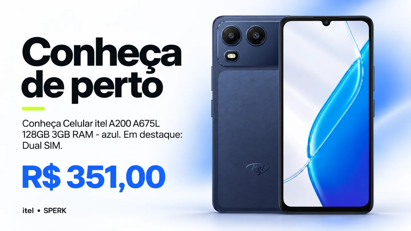 Celular itel A200 A675L 128GB 3GB RAM - azul — heroi descricao