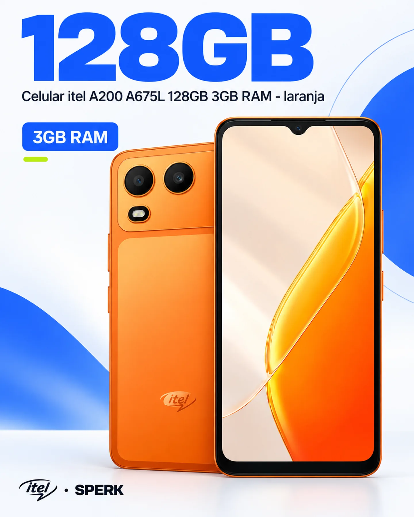 Celular itel A200 A675L 128GB 3GB RAM - laranja — painel 2