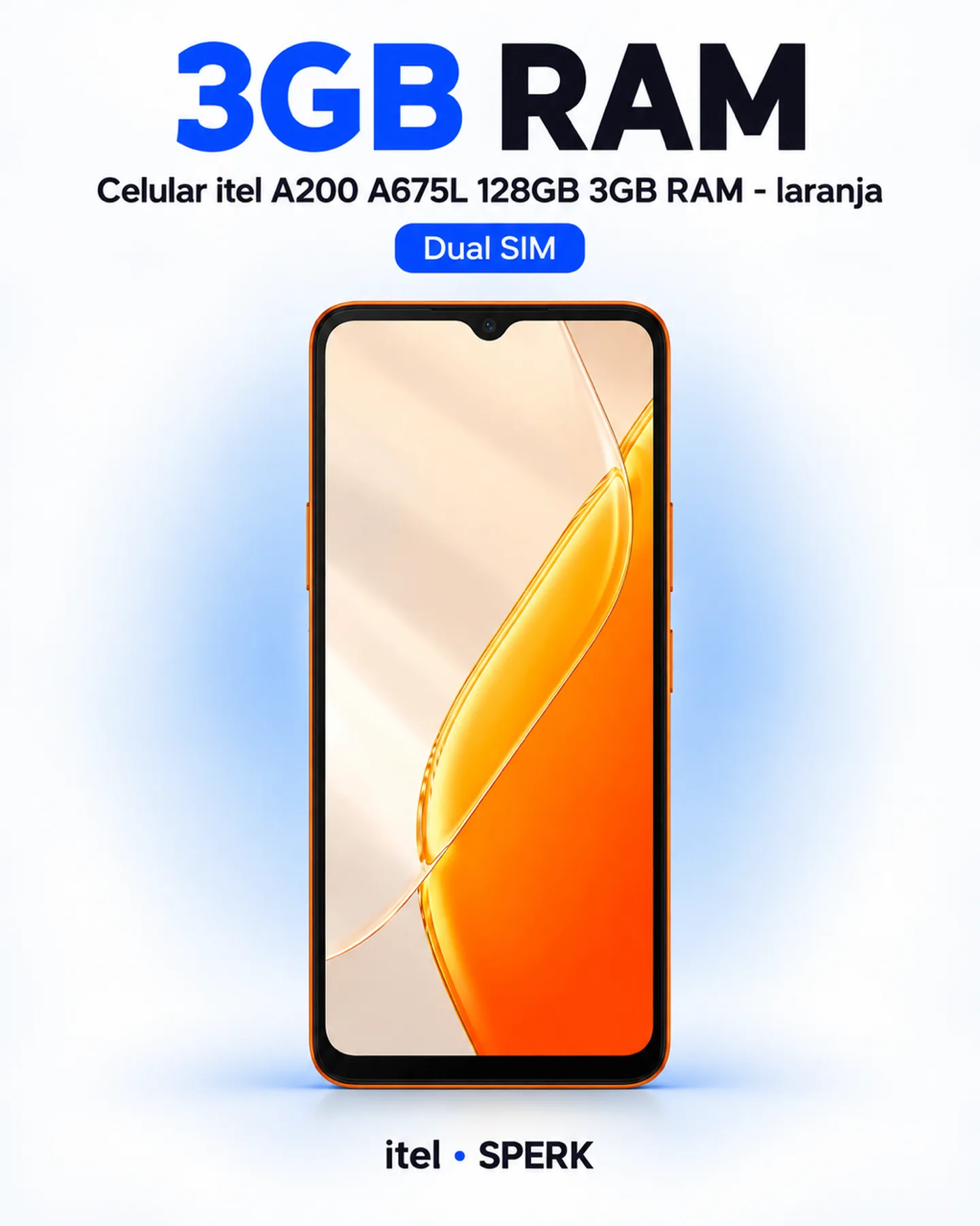 Celular itel A200 A675L 128GB 3GB RAM - laranja — painel 3