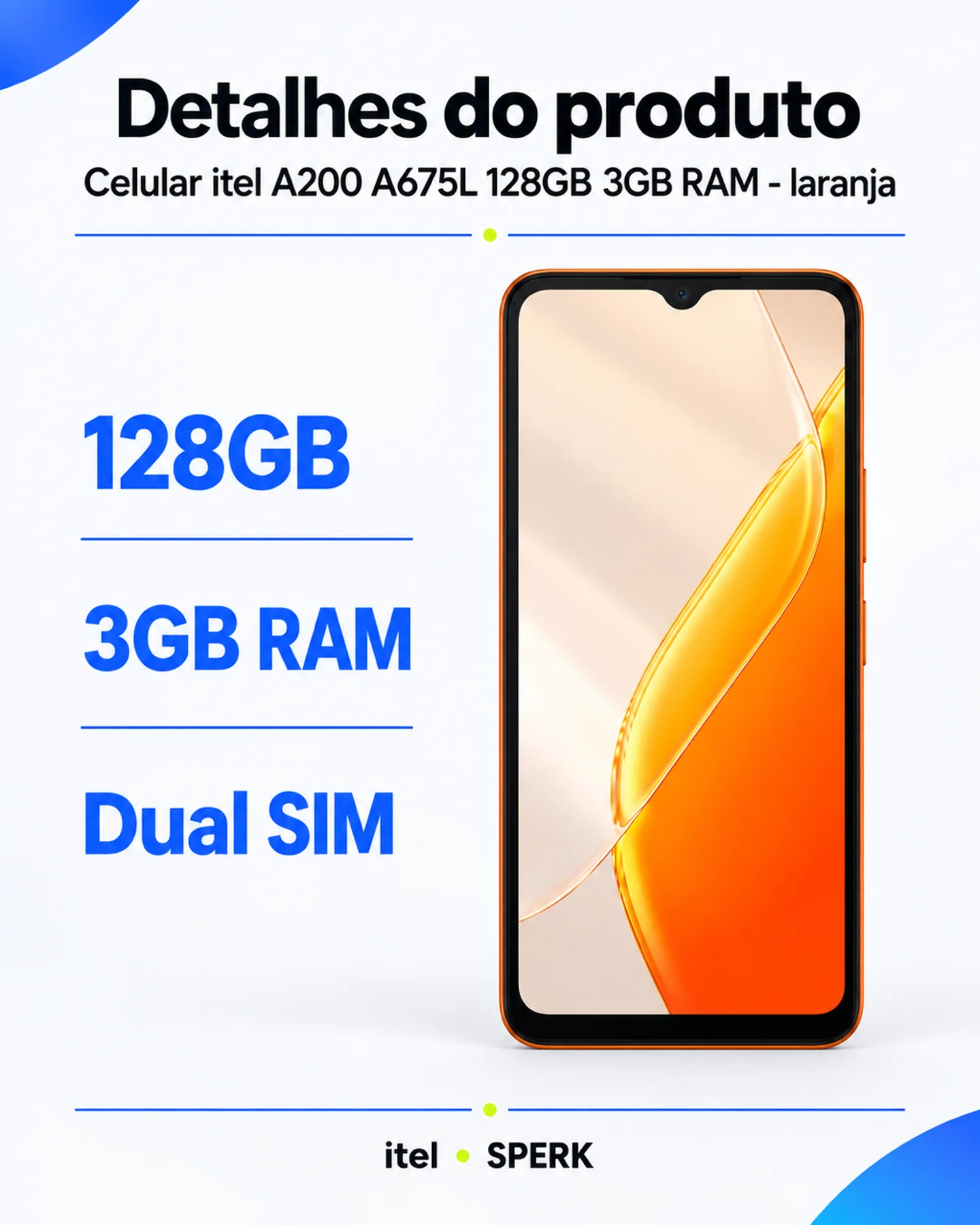Celular itel A200 A675L 128GB 3GB RAM - laranja — painel 4
