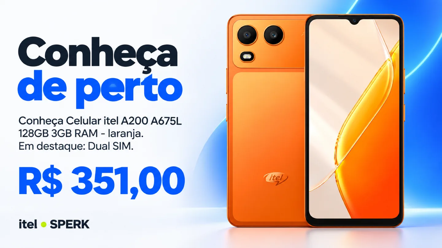 Celular itel A200 A675L 128GB 3GB RAM - laranja — heroi descricao