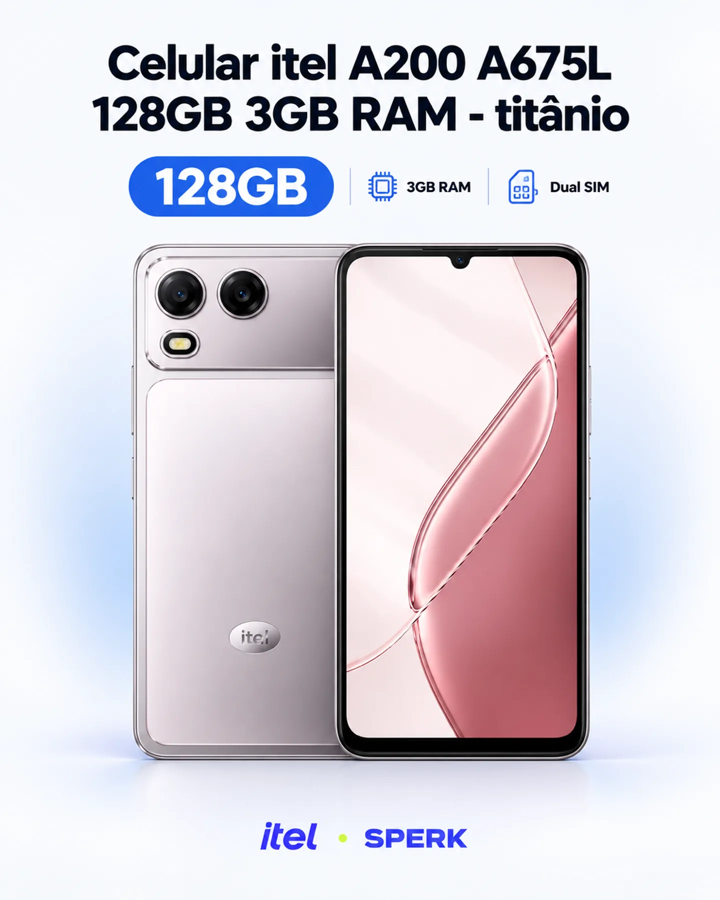 Celular itel A200 A675L 128GB 3GB RAM - titânio — painel 1