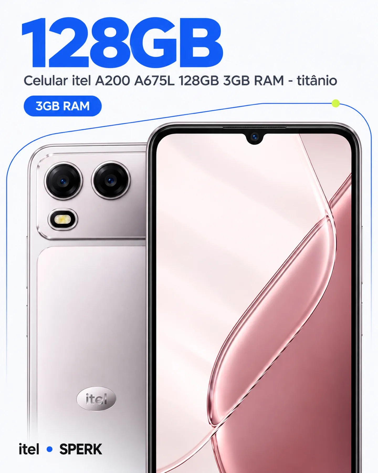 Celular itel A200 A675L 128GB 3GB RAM - titânio — painel 2