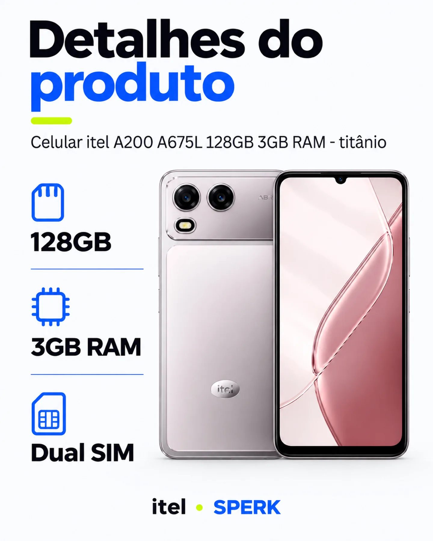 Celular itel A200 A675L 128GB 3GB RAM - titânio — painel 4