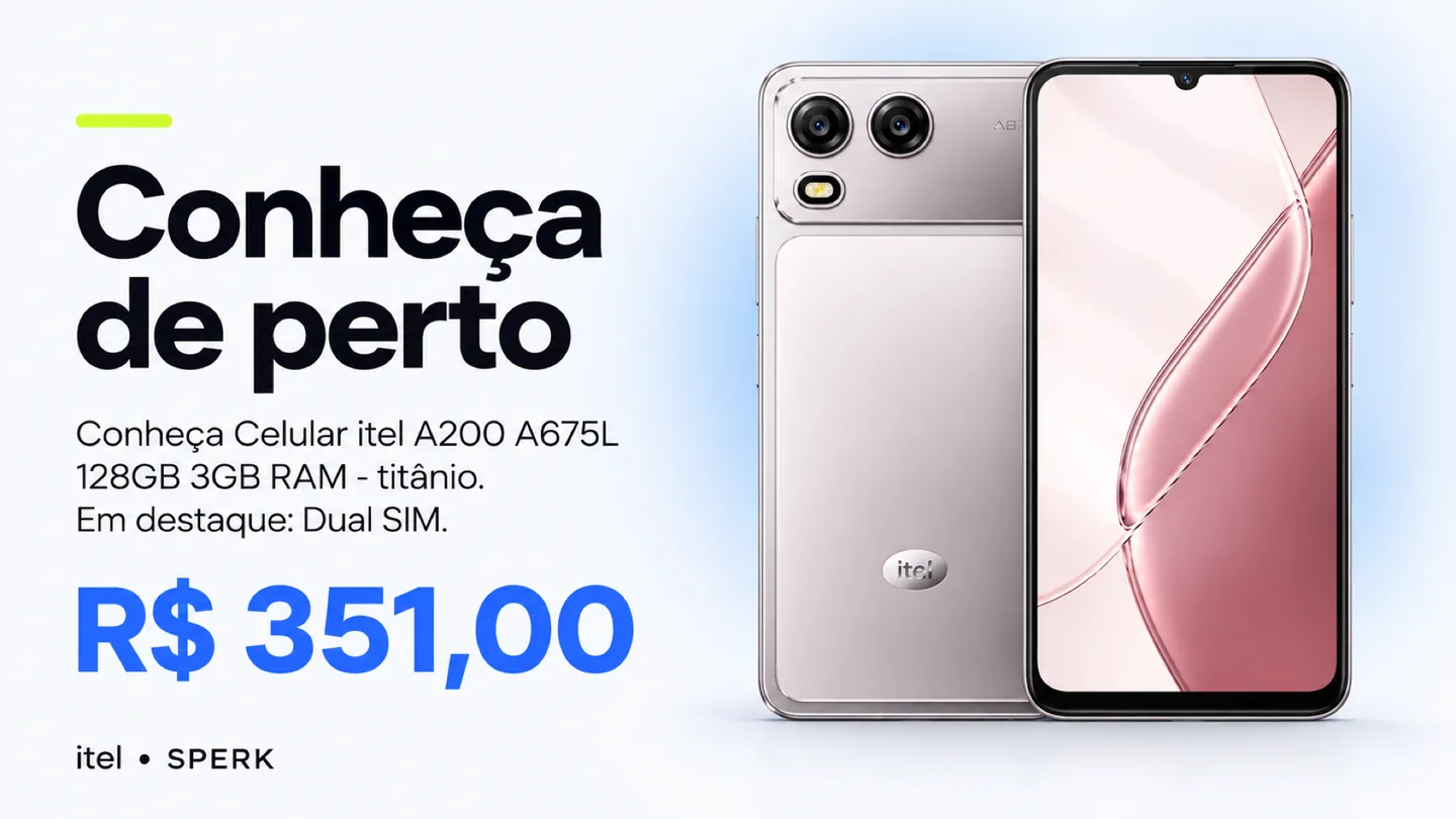 Celular itel A200 A675L 128GB 3GB RAM - titânio — heroi descricao