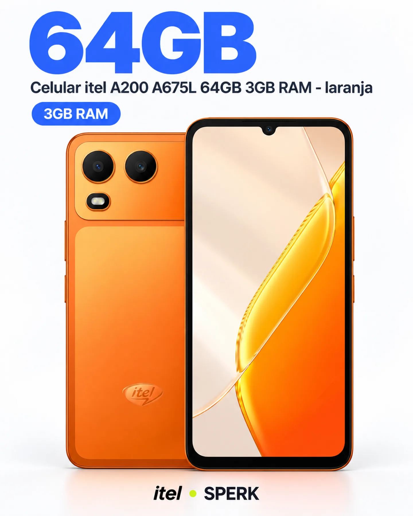 Celular itel A200 A675L 64GB 3GB RAM - laranja — painel 2
