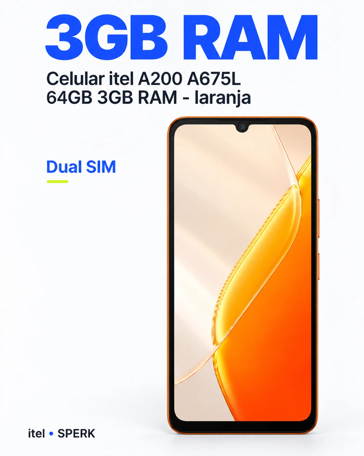 Celular itel A200 A675L 64GB 3GB RAM - laranja — painel 3