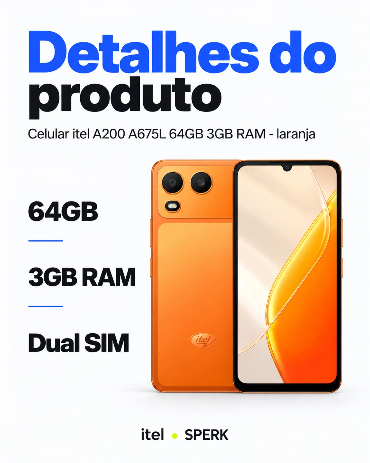 Celular itel A200 A675L 64GB 3GB RAM - laranja — painel 4