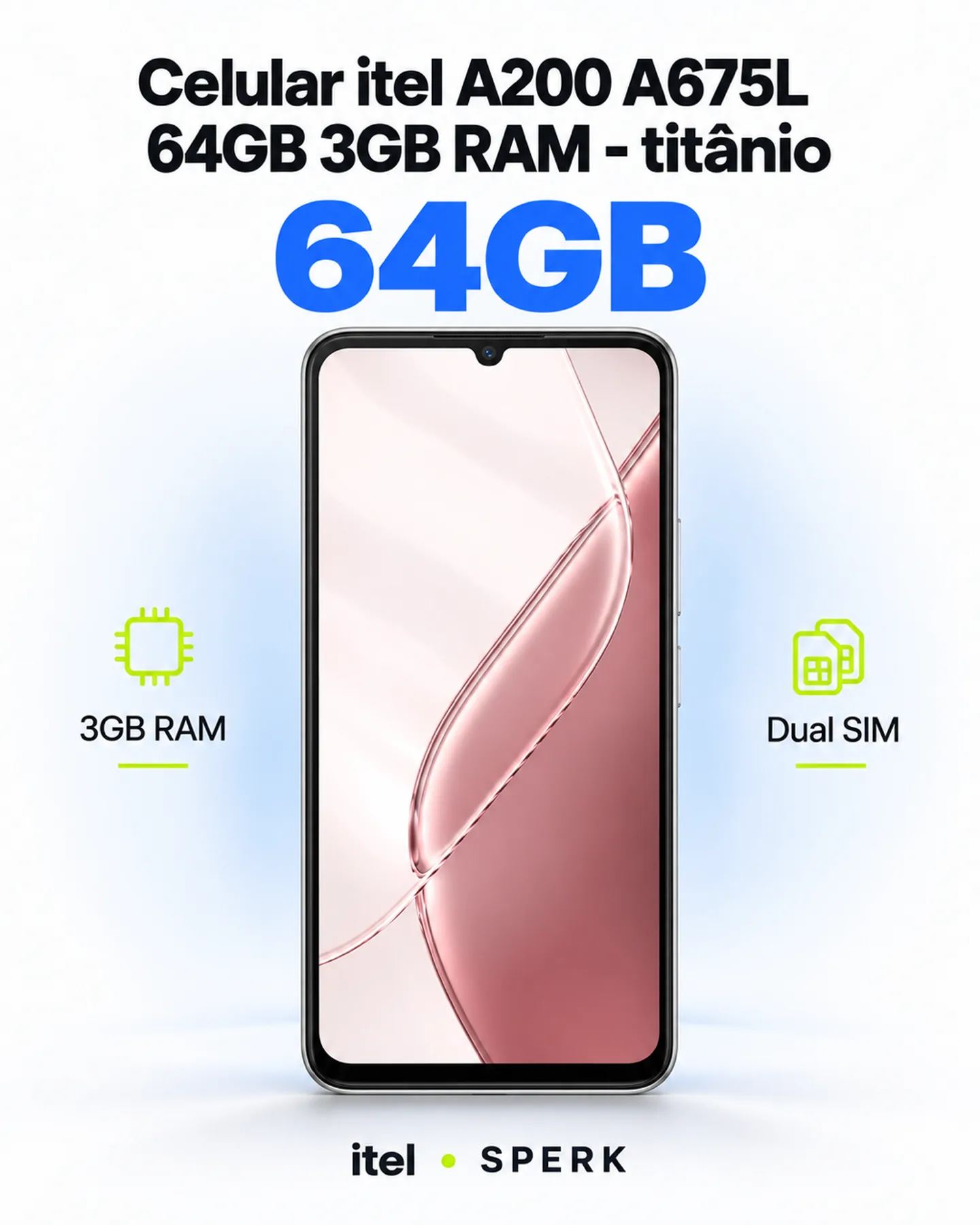 Celular itel A200 A675L 64GB 3GB RAM - titânio — painel 1