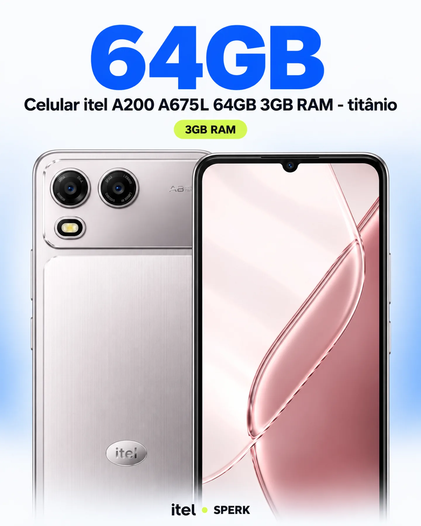 Celular itel A200 A675L 64GB 3GB RAM - titânio — painel 2