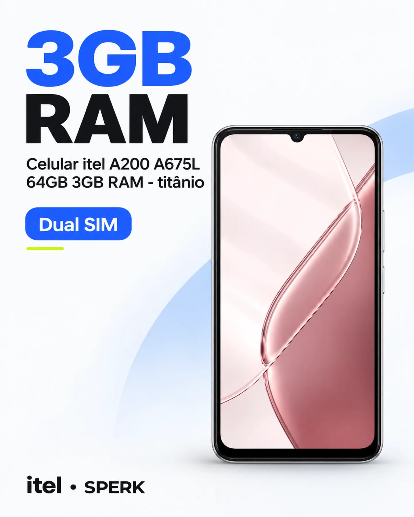 Celular itel A200 A675L 64GB 3GB RAM - titânio — painel 3