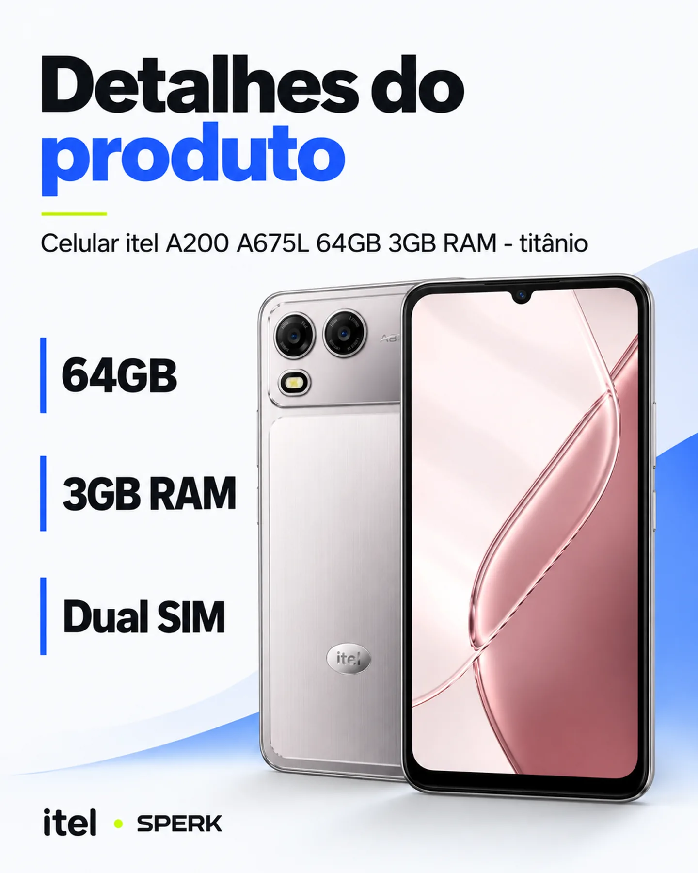 Celular itel A200 A675L 64GB 3GB RAM - titânio — painel 4