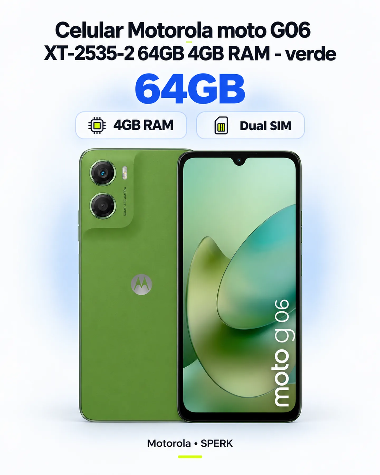 Celular Motorola moto G06 XT-2535-2 64GB 4GB RAM - verde — painel 1