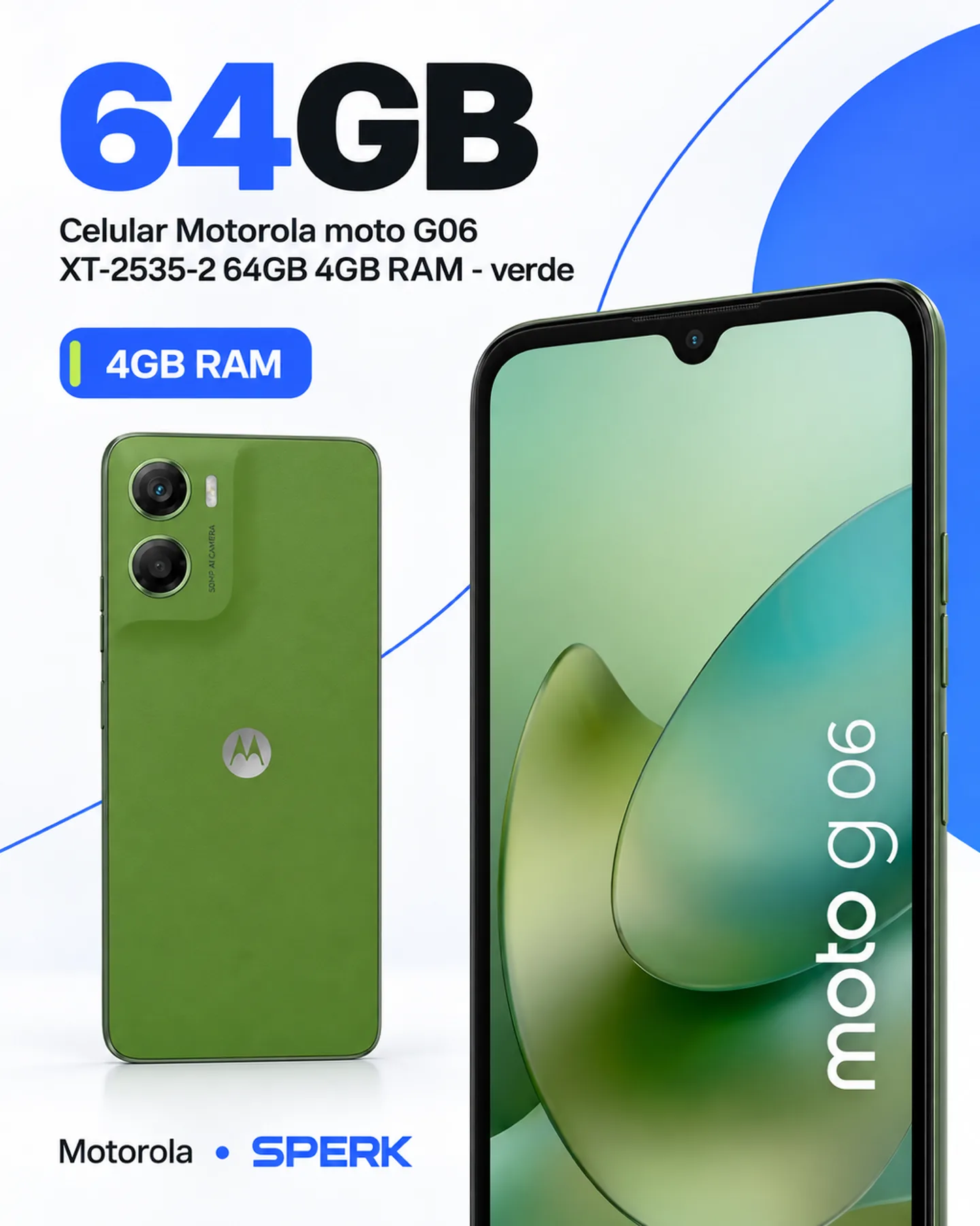Celular Motorola moto G06 XT-2535-2 64GB 4GB RAM - verde — painel 2