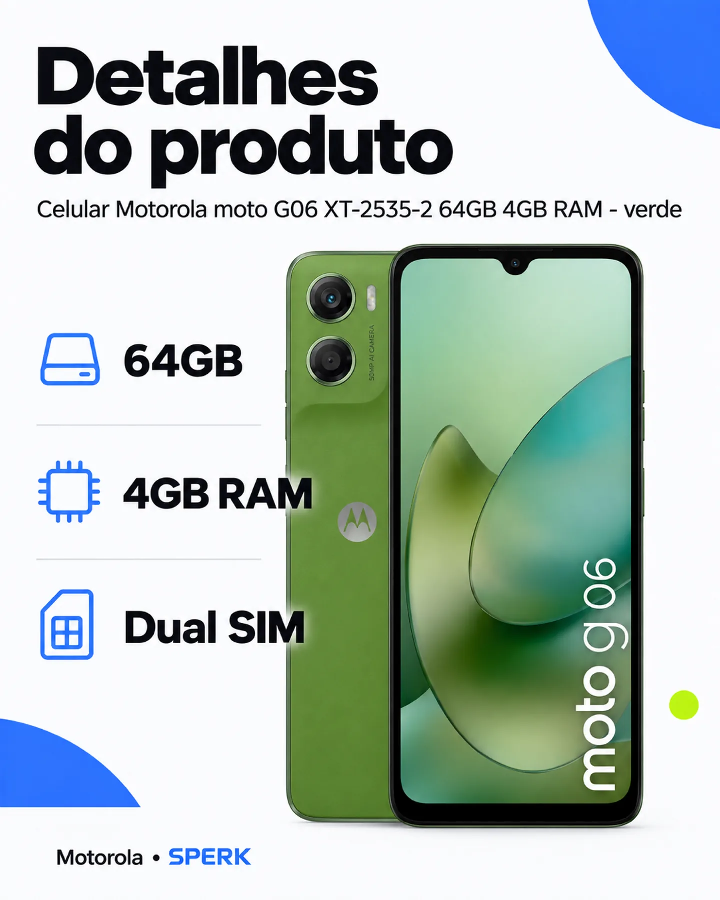 Celular Motorola moto G06 XT-2535-2 64GB 4GB RAM - verde — painel 4