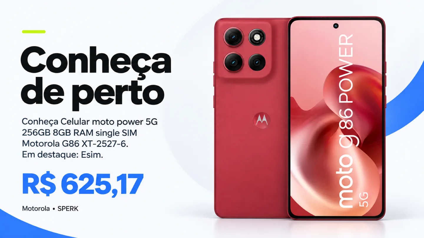 Celular moto power 5G 256GB 8GB RAM single SIM Motorola G86 XT-2527-6 — heroi descricao