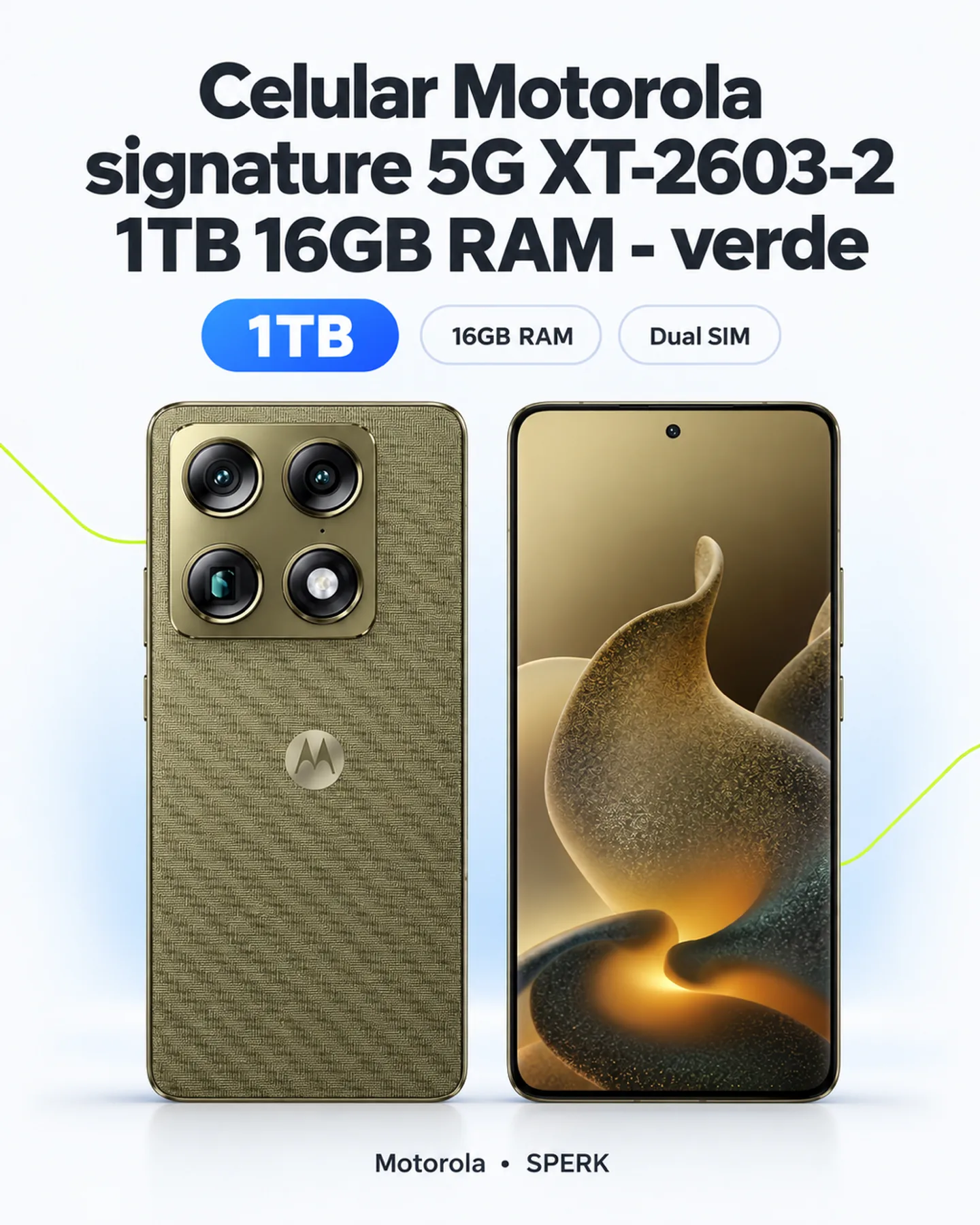 Celular Motorola signature 5G XT-2603-2 1TB 16GB RAM - verde — painel 1
