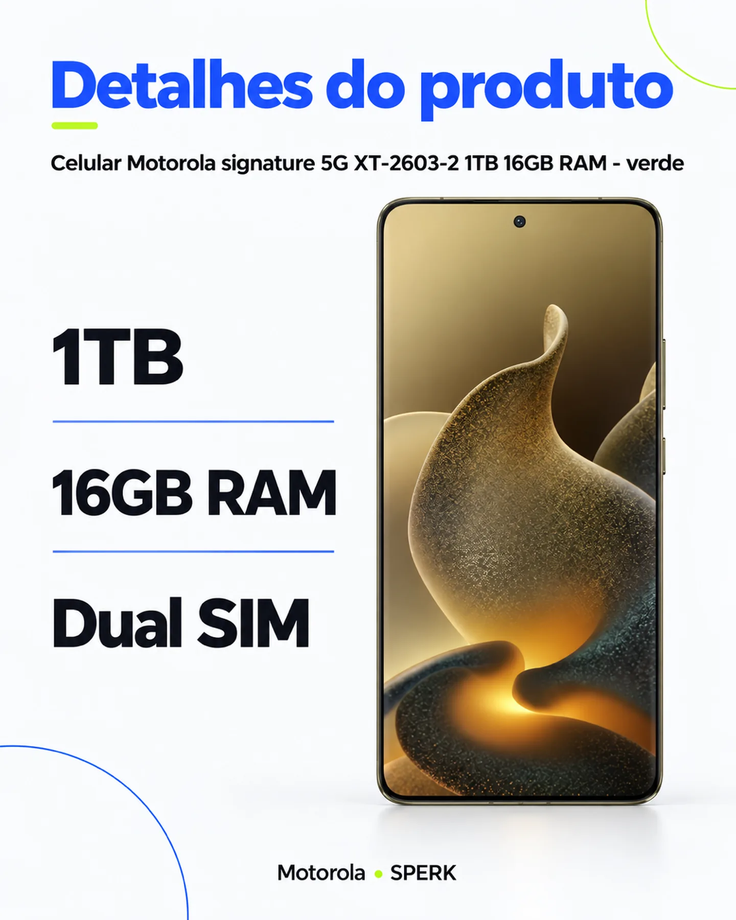 Celular Motorola signature 5G XT-2603-2 1TB 16GB RAM - verde — painel 4