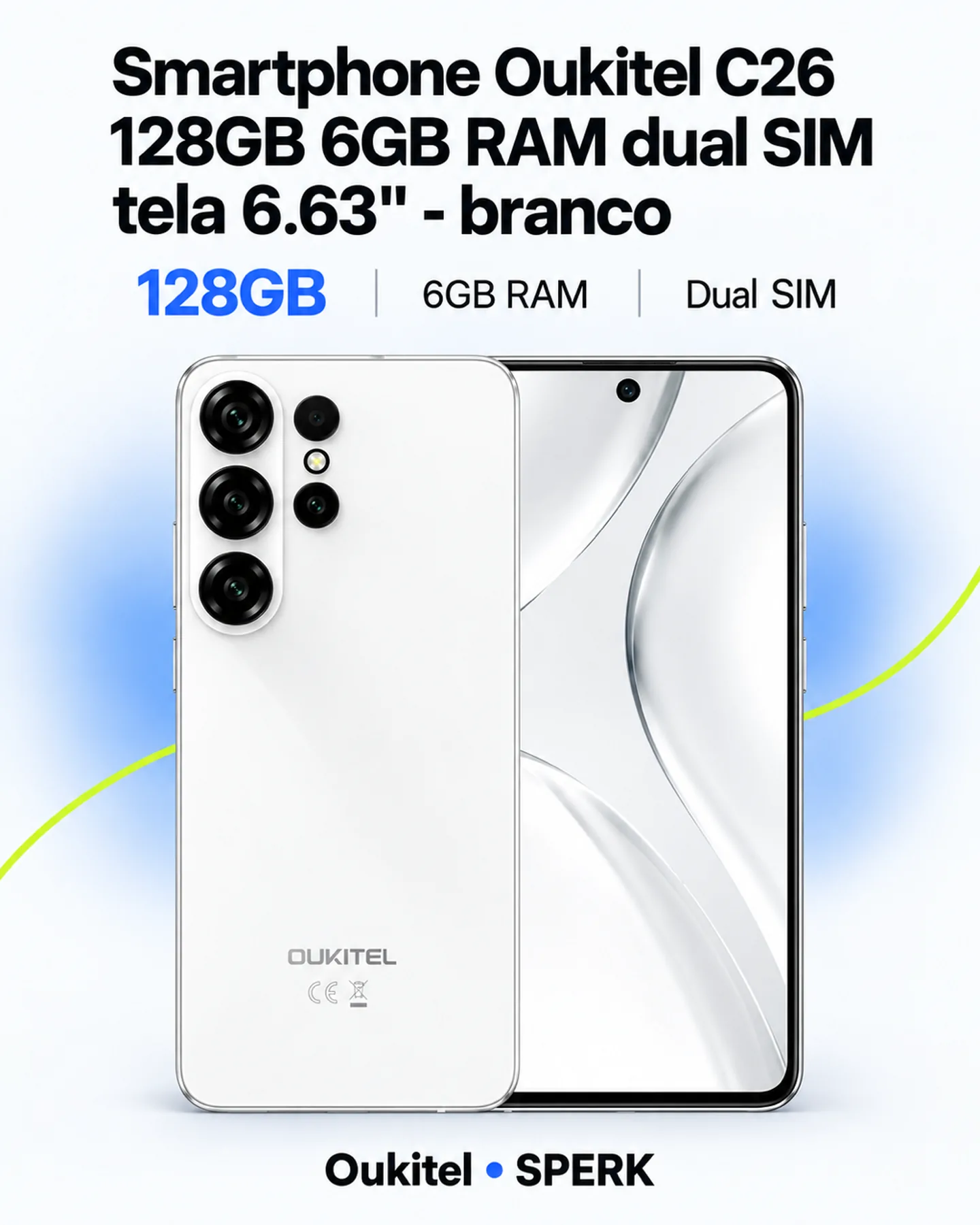 Smartphone Oukitel C26 128GB 6GB RAM dual SIM tela 6.63" - branco — painel 1