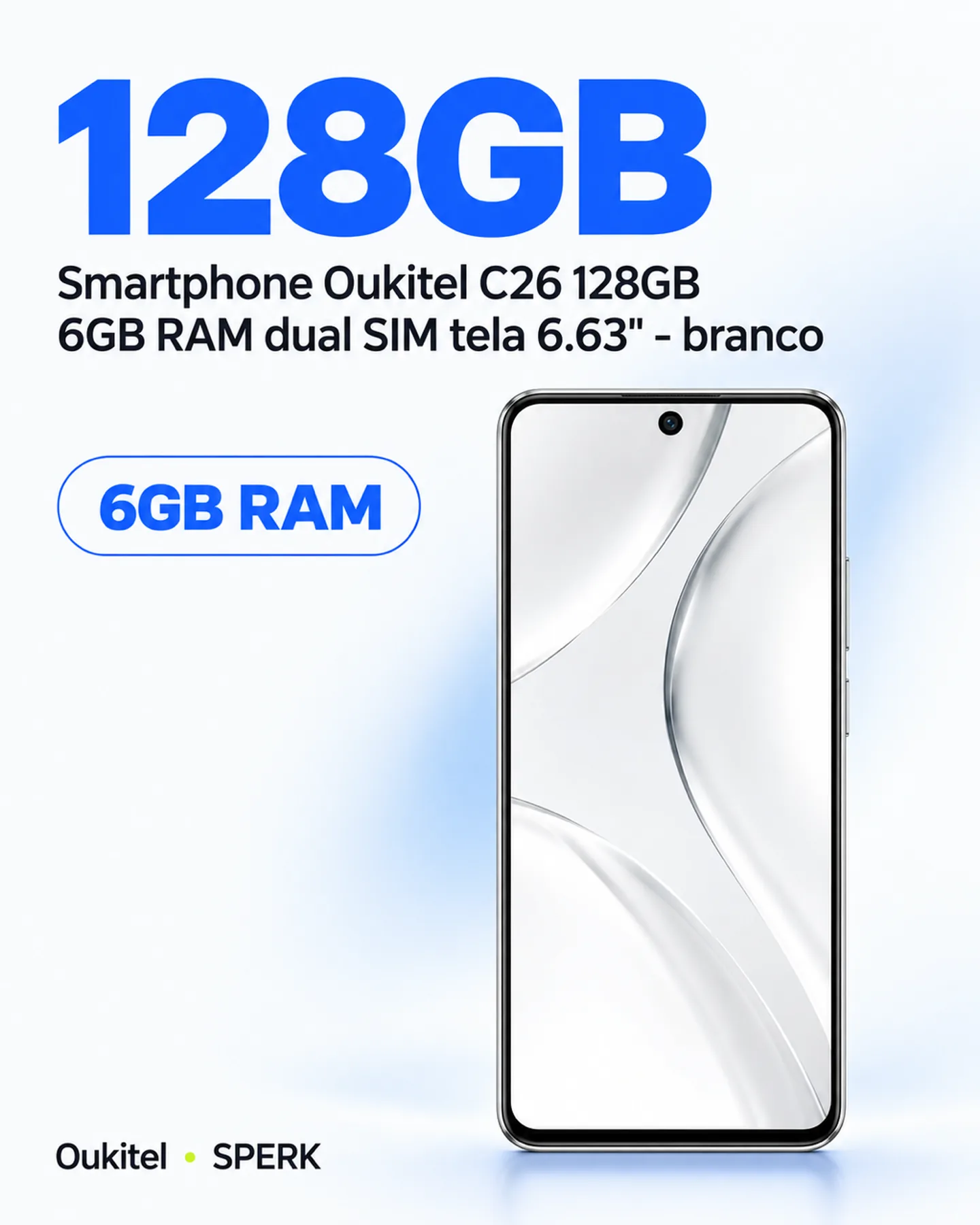 Smartphone Oukitel C26 128GB 6GB RAM dual SIM tela 6.63" - branco — painel 2