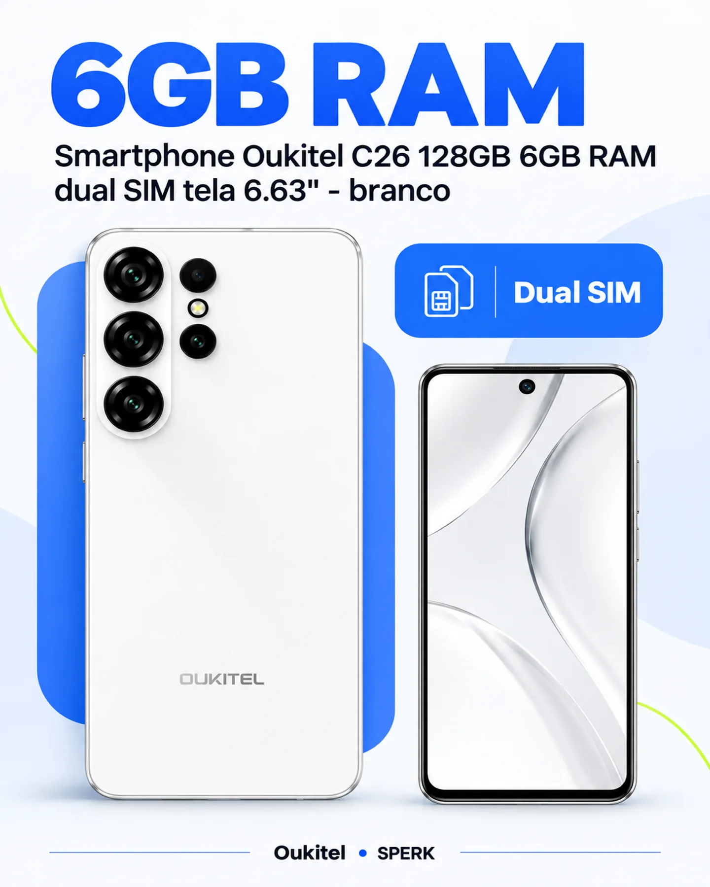 Smartphone Oukitel C26 128GB 6GB RAM dual SIM tela 6.63" - branco — painel 3