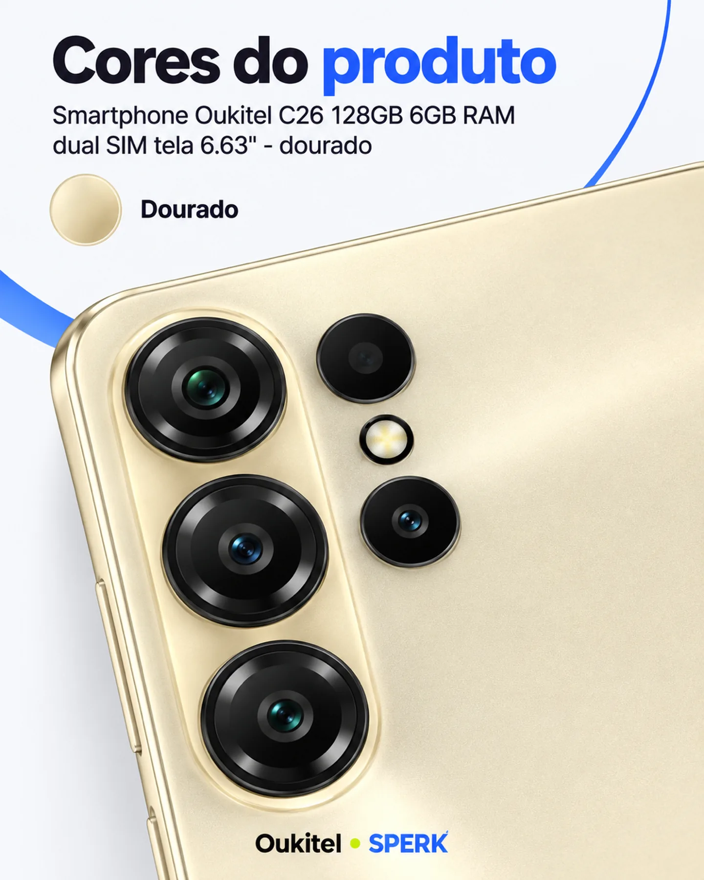 Smartphone Oukitel C26 128GB 6GB RAM dual SIM tela 6.63" - dourado — painel 5